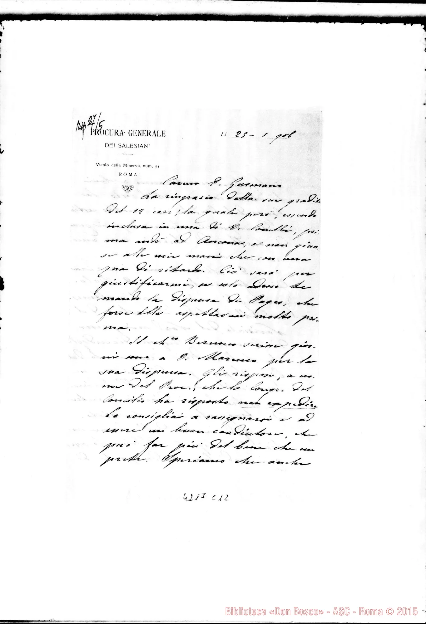 Fotogramma C 12 — Don Laureri-Don Gusmano. Roma, 25-05-1906. Trasloco del Noviziato del Nord nei pressi di Tournai