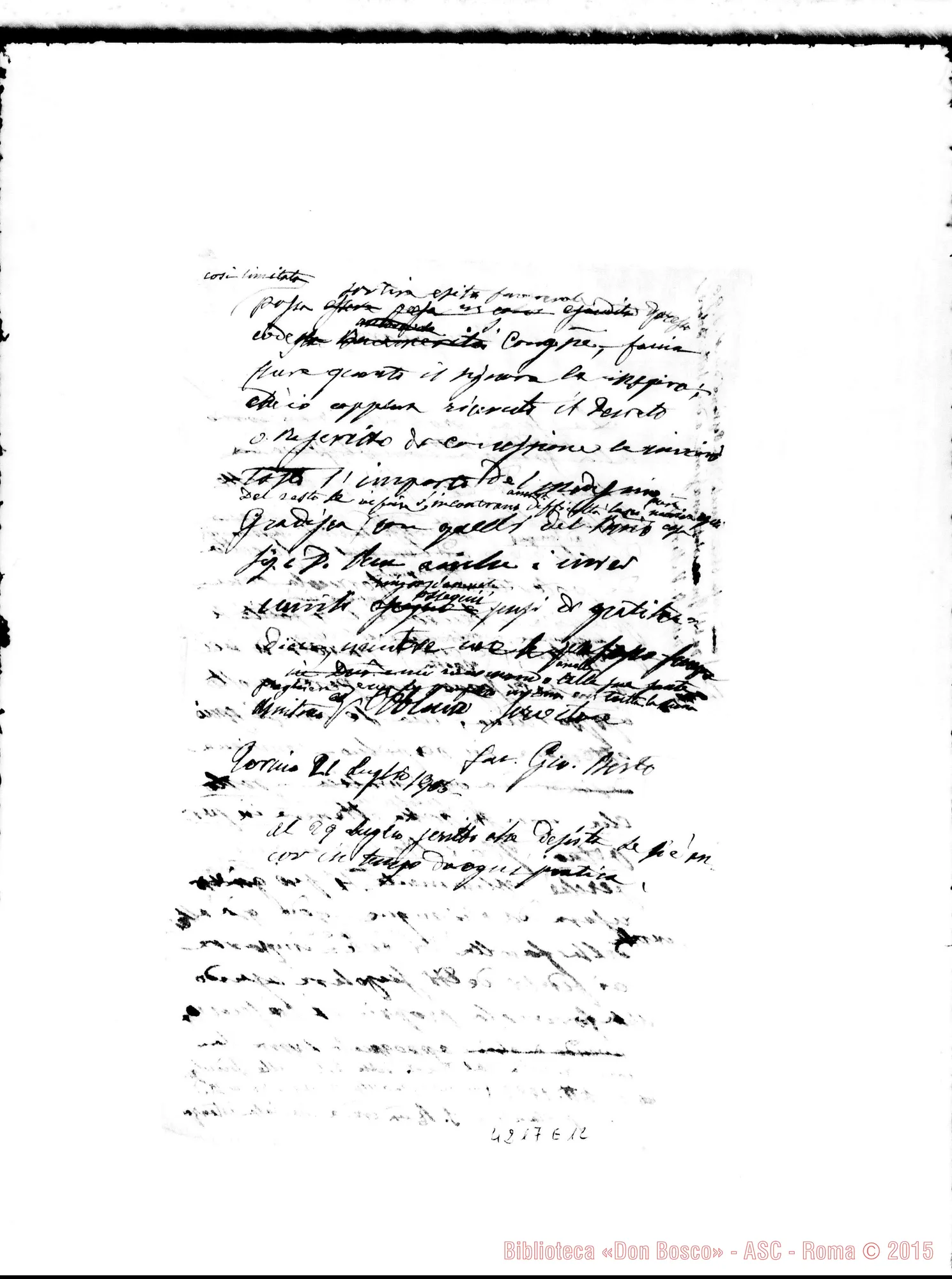 Fotogramma E 12 — Mons. Canori-Don Berto. Roma, 19-07-1906. Facoltà di imporre E benedire Scapolari