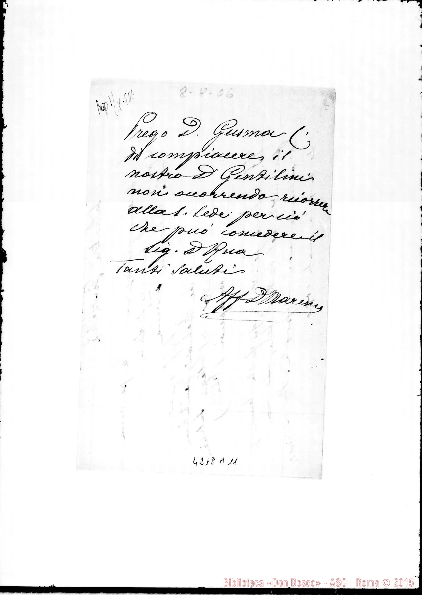 Fotogramma A 11 — Don Marenco-Don Gusmano. Roma, 8-08-1906. Imporre Scapolari