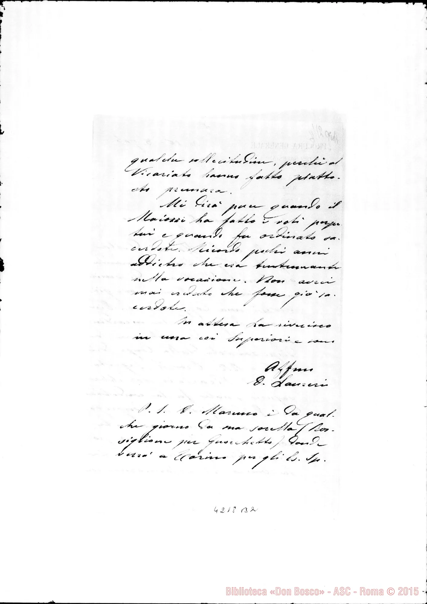Fotogramma B 2 — Don Laureri-Don Gusmano. Roma, 16-08-1906. Incardinazione di Don Maiozzi