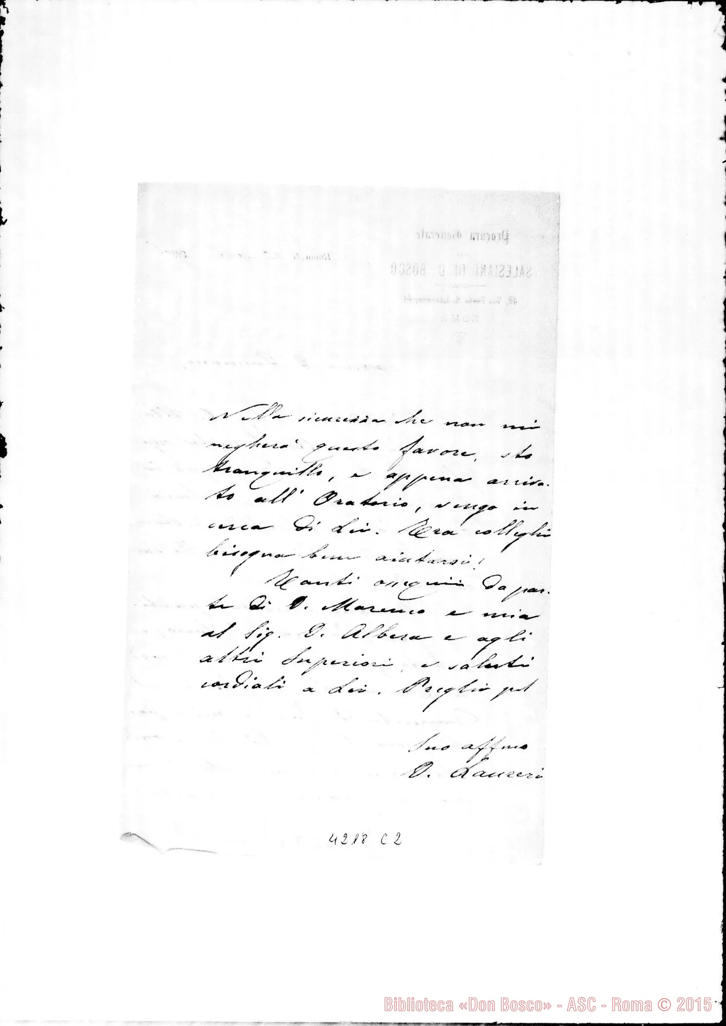 Fotogramma C 2 — Don Laureri-Don Gusmano. Roma, 15-09-1906. Supplica di D. Martini al Papa