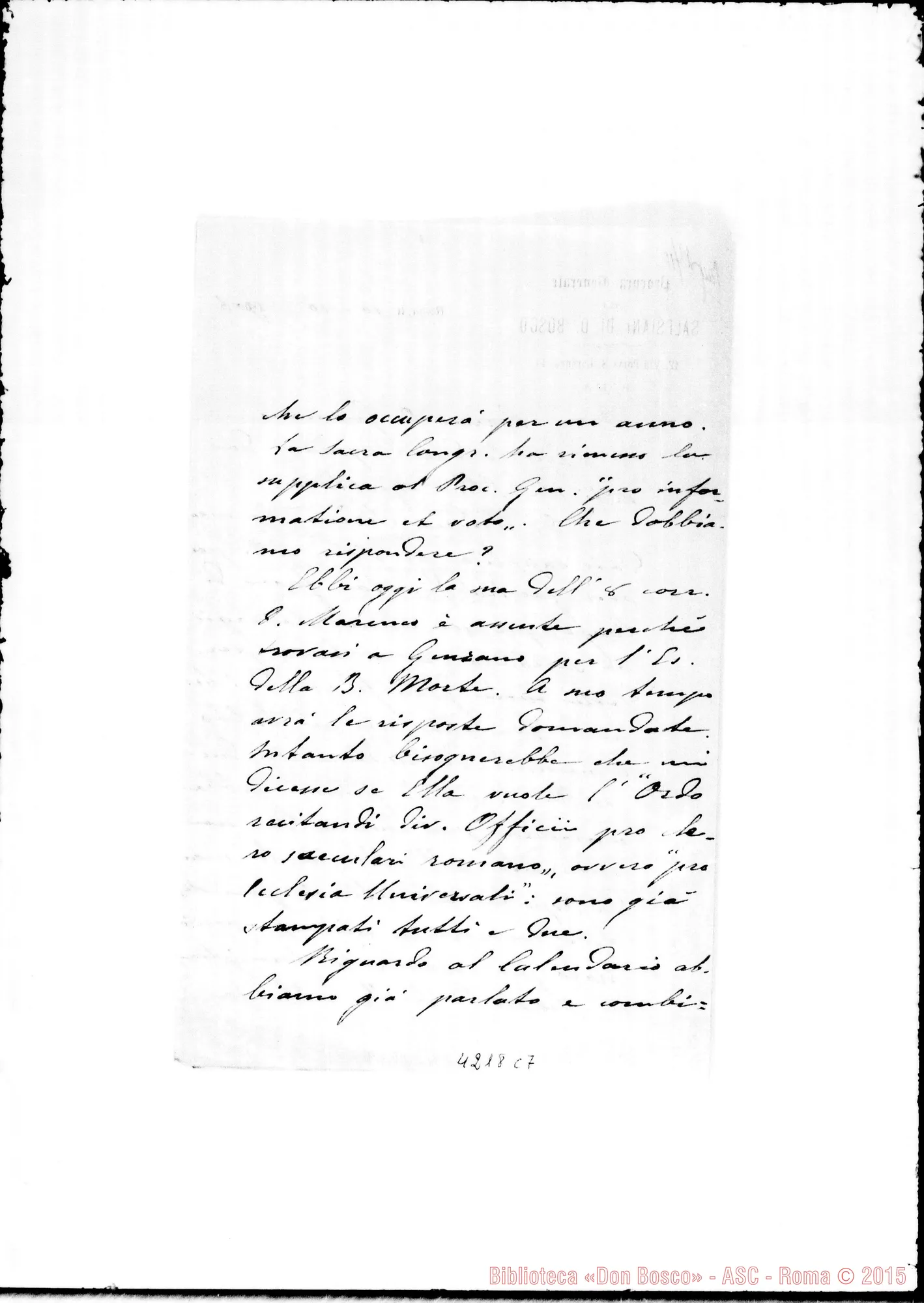 Fotogramma C 7 — Don Laureri-Don Gusmano. Roma, 10-10-1906. Dispense. Supplica di Don Sereno