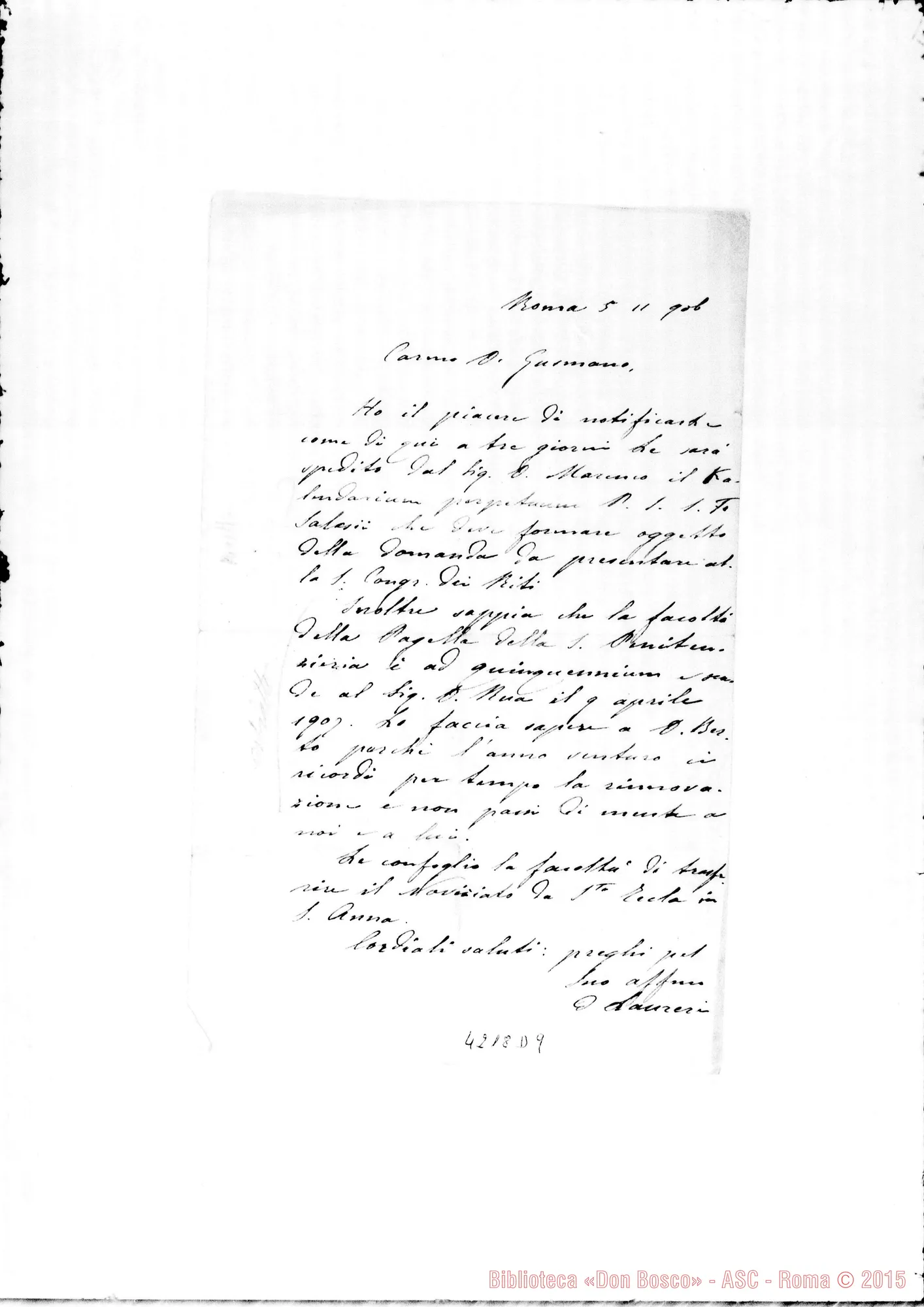 Fotogramma D 9 — Don Laureri-Don Gusmano. Roma, 5-11-1906. Kalendarium perpetuum