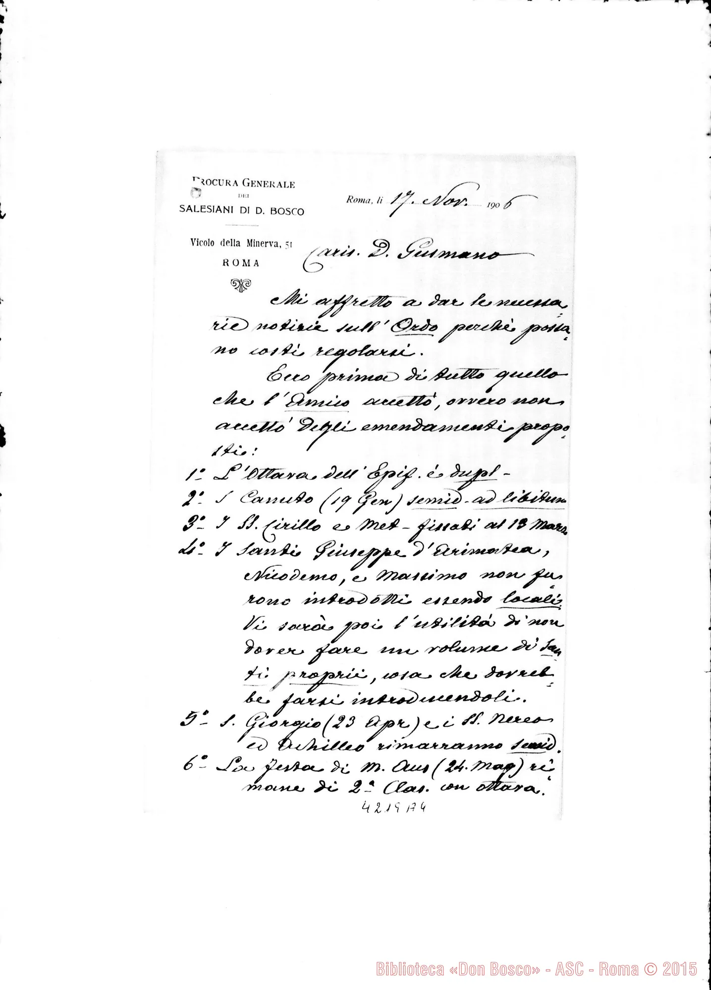 Fotogramma A 4 — Don Marenco-Don Gusmano. Roma, 17-11-1906. Sull’Ordo