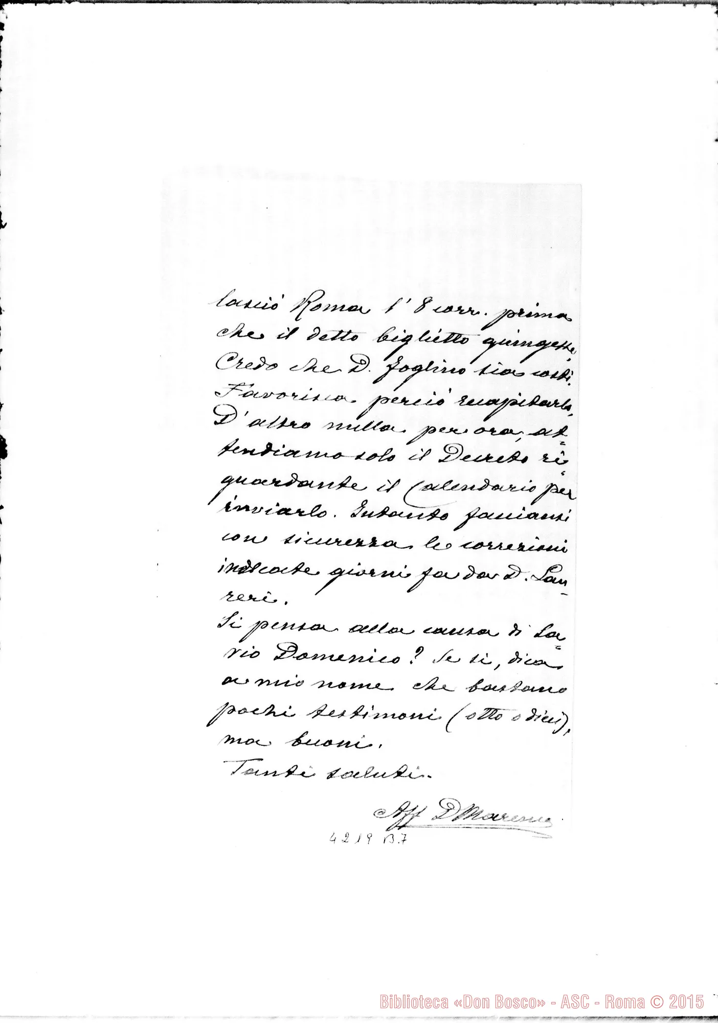 Fotogramma B 7 — Don Marenco-Don Gusmano. Roma, 10-12-1906. Dispensa dei voti di Don Domino