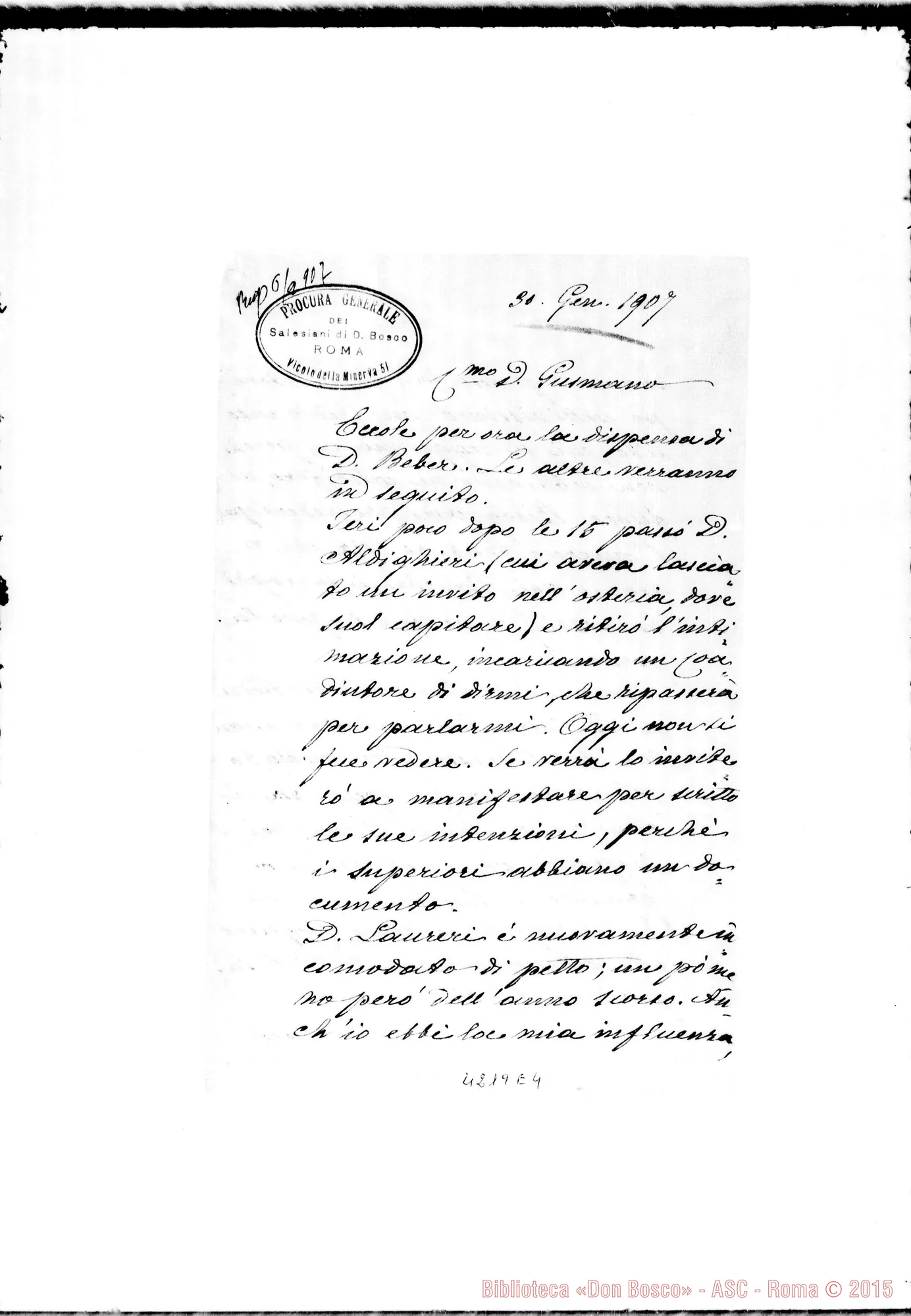 Fotogramma E 4 — Don Marenco-Don Gusmano. Roma, 30-01-1907. Dispense. Don Aldighieri