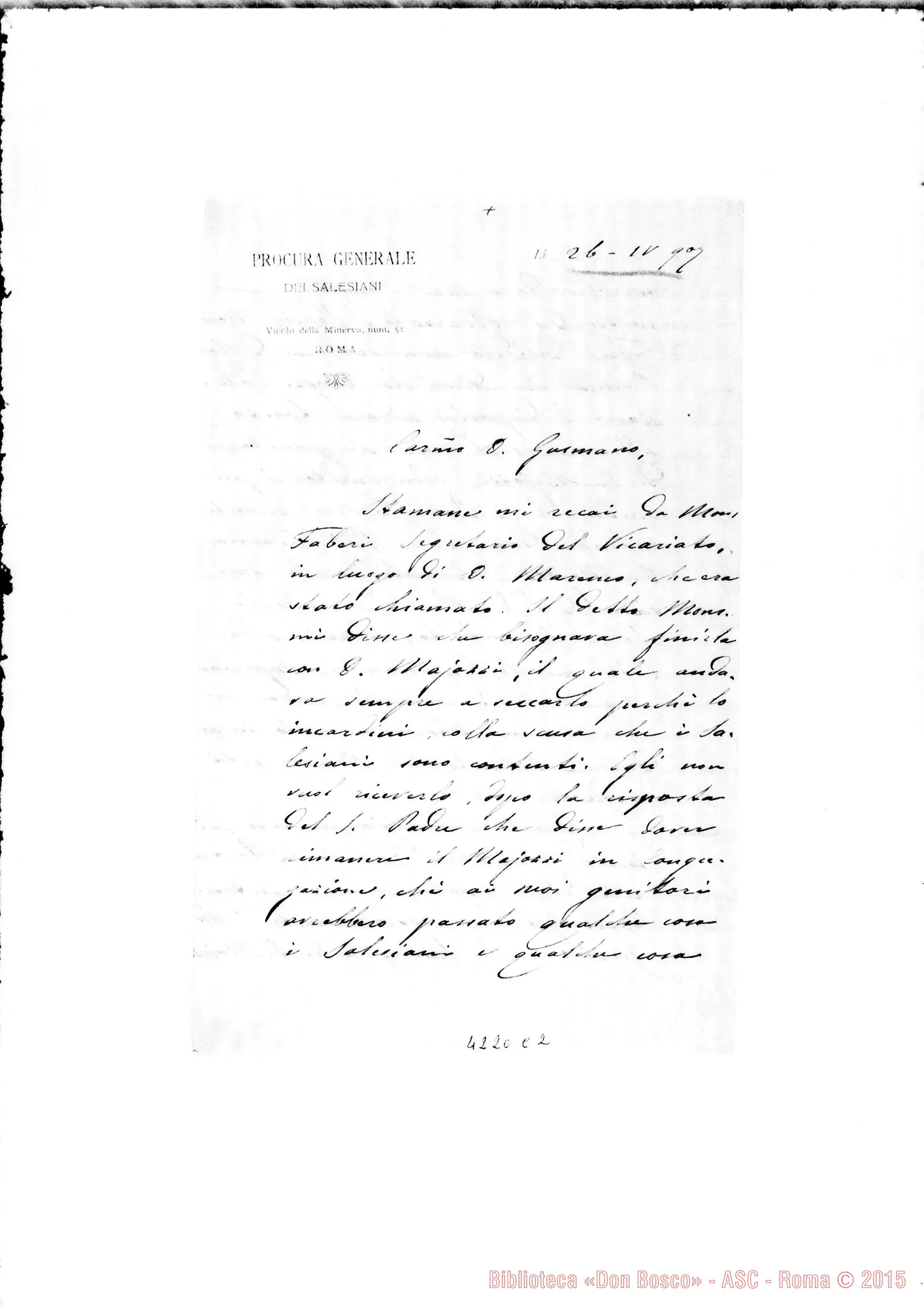 Fotogramma C 2 — Don Laureri-Don Gusmano. Roma, 26-04-1907. Questione Don Maiozzi E il Vicariato