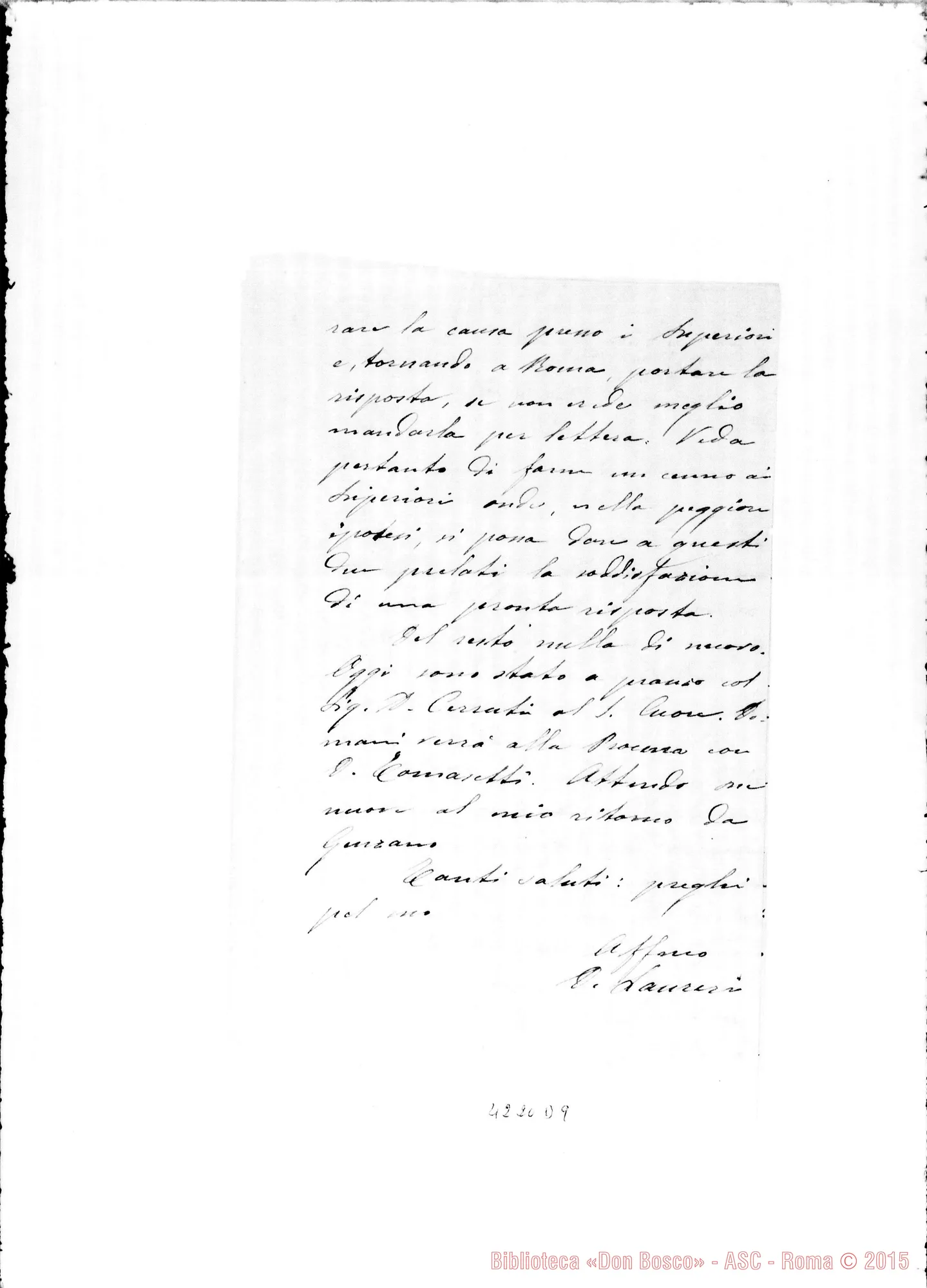 Fotogramma D 9 — Don Laureri-Don Marenco. Roma, 2-06-1907. Vesc. di Cariati: per il suo Seminario