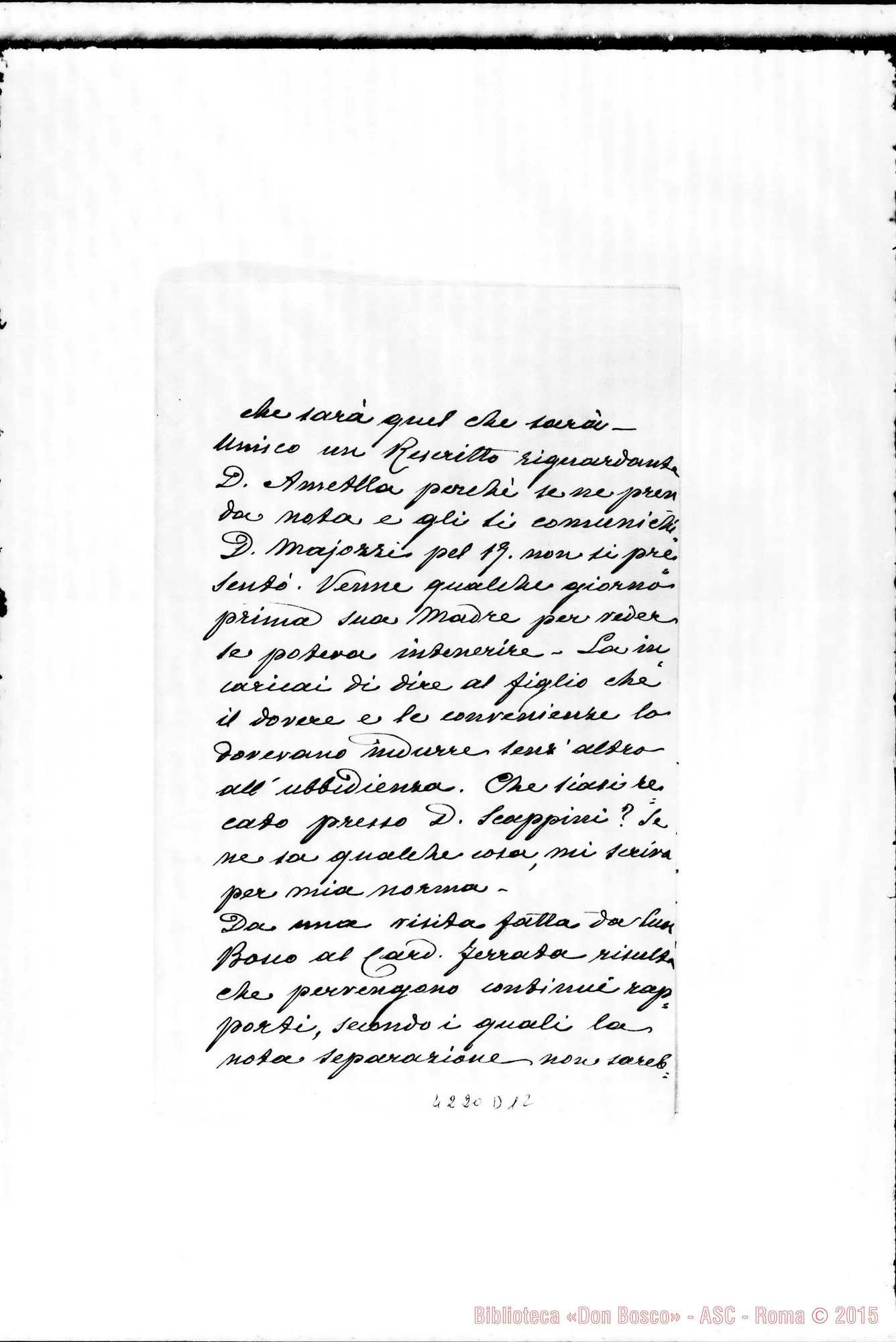 Fotogramma D 12 — Don Marenco-Don Gusmano. Roma, 19-06-1907. I chierici E la leva. Programma per i Seminari