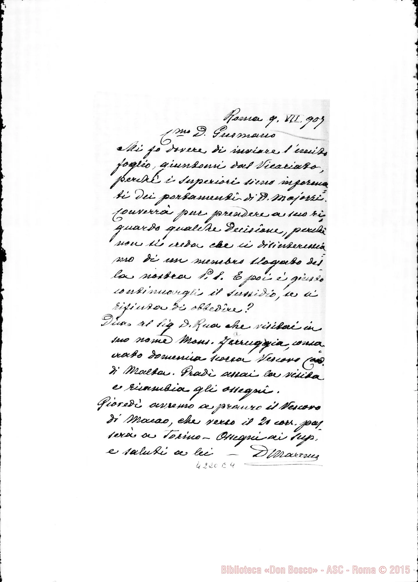Fotogramma E 4 — Don Marenco-Don Gusmano. Roma, 9-07-1907. Sul Maiozzi E il Vicariato