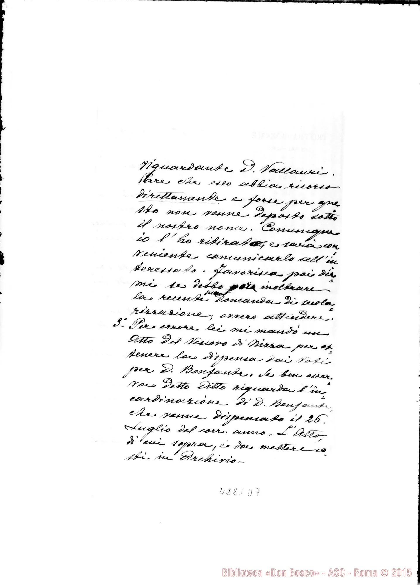 Fotogramma D 7 — Don Marenco-Don Gusmano. Roma, 19-11-1907. Don Manassero E il trasloco del Noviziato