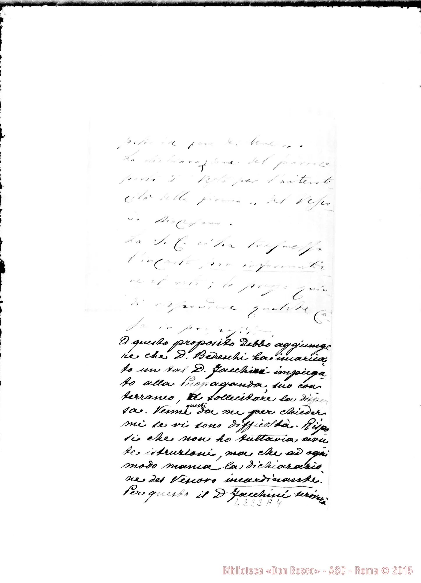 Fotogramma A 4 — Don Marenco-Don Gusmano. Roma, 16-12-1907. Sulla dispensa di D. Bedeschi