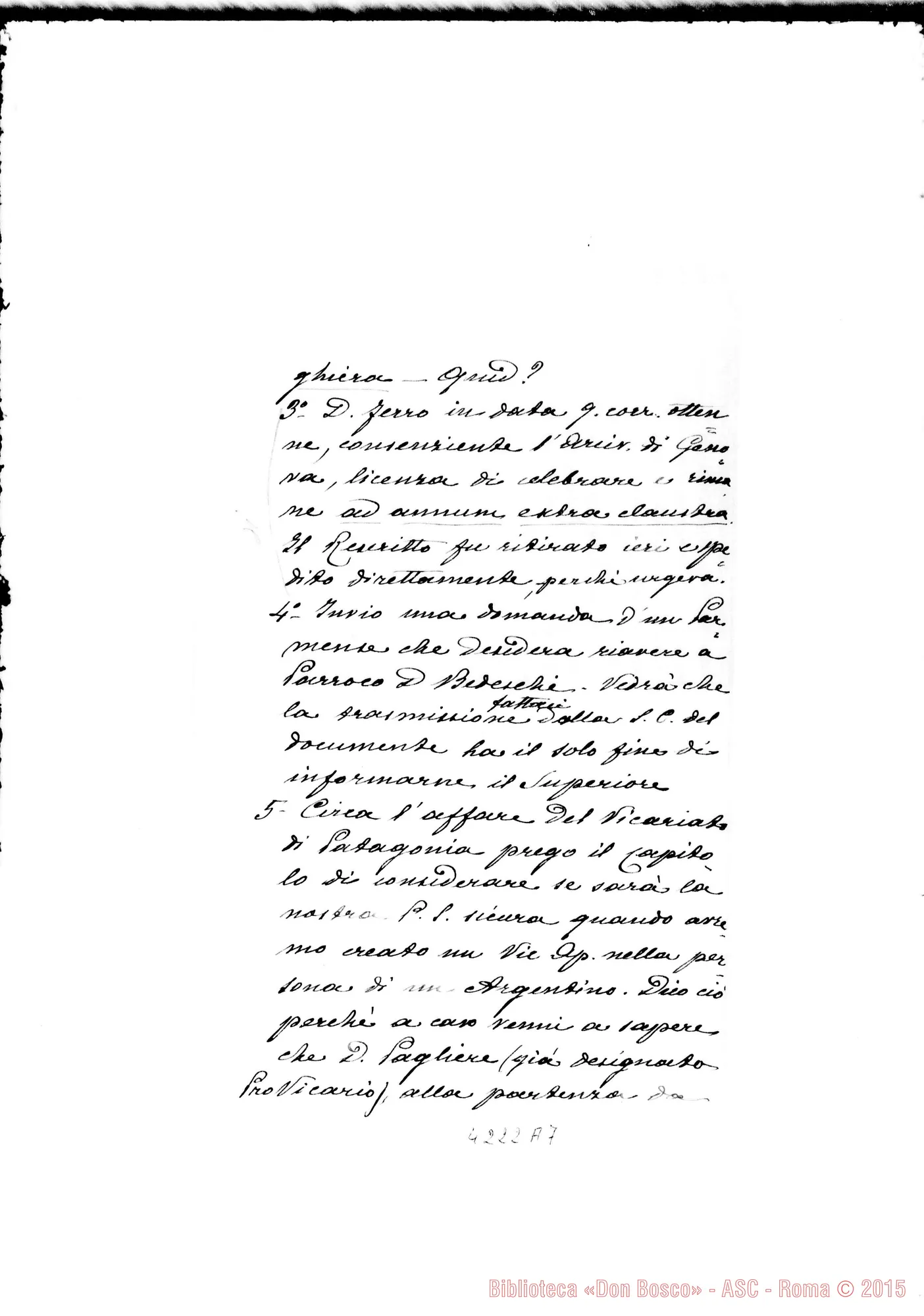 Fotogramma A 7 — Don Marenco-Don Gusmano. Roma, 19-12-1907. Dispense. Affare della Patagonia