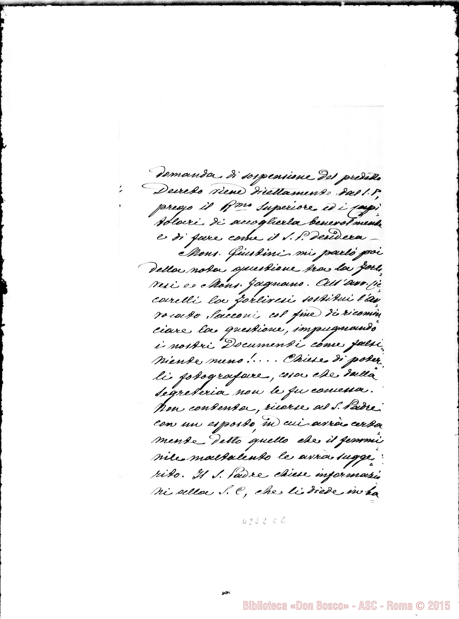 Fotogramma C 2 — Don Marenco-Don Gusmano. Roma, -11-1908. Don Pozzan al Santo Padre. Vertenza Forlivesi