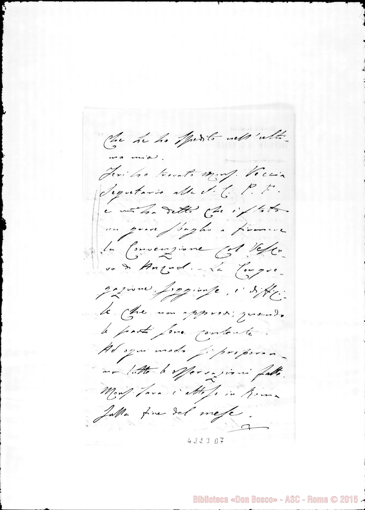 Fotogramma D 7 — Don Munerati-Don Gusmano. Roma, 22-07-1908. «È stato uno sbaglio grave firmare la Convenzione coi Vesc. di Ancud»