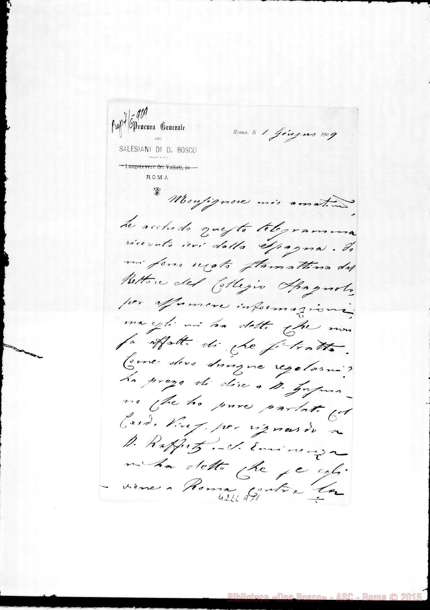 Fotogramma A 11 — Don Munerati-Monsignore. Roma, 1-06-1909. Oratori Festivi A Roma