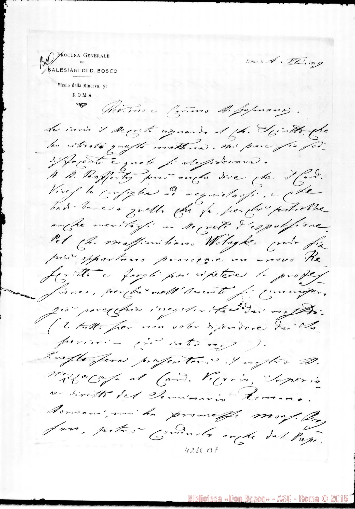 Fotogramma B 7 — Don Munerati-Don Gusmano. Roma, 4-06-1909. Su Don Rafferty E su Mons. Marenco