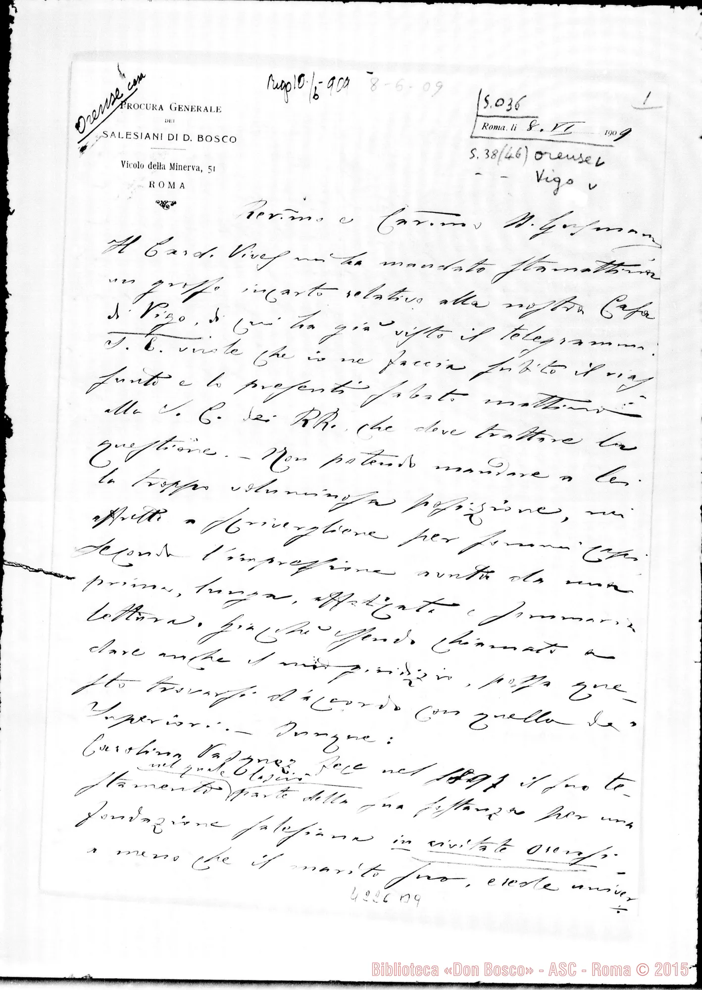 Fotogramma B 9 — Don Munerati-Don Gusmano. Roma, 8-06-1909. Case di Vigo E Orense
