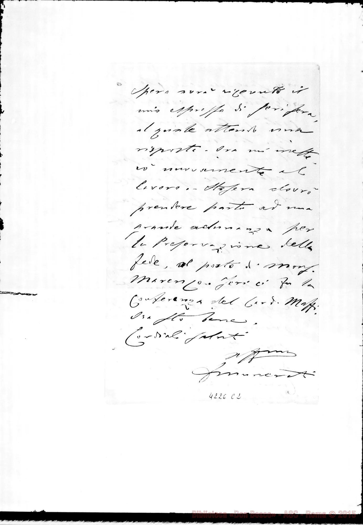 Fotogramma C 2 — Don Munerati. Lettera senza intestazione, datata 9-06-1909