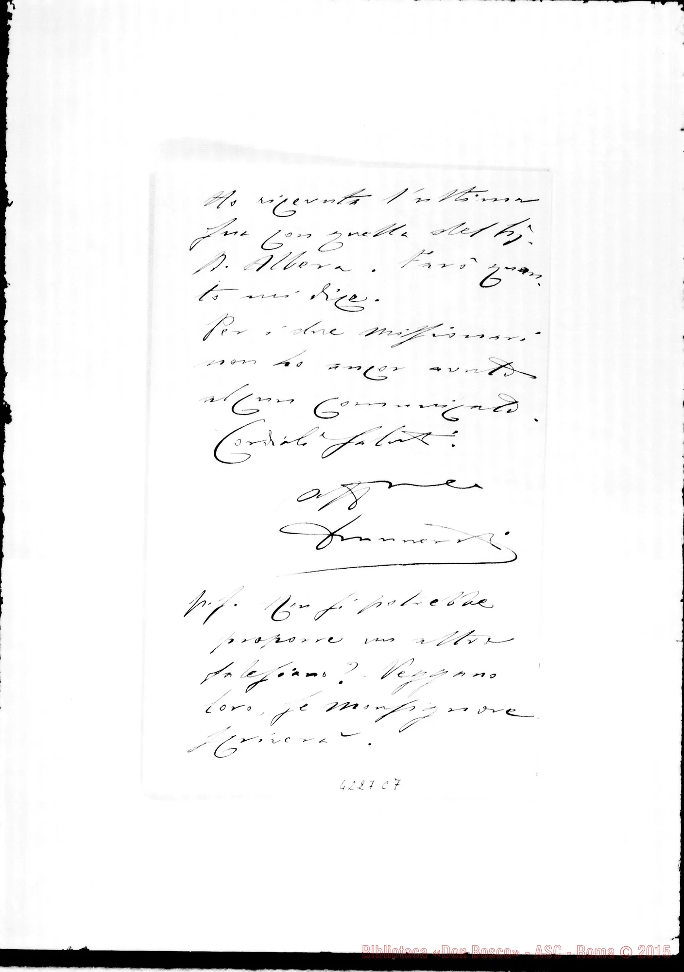 Fotogramma C 7 — Don Munerati-Don Gusmano. Roma, 4-10-1909. Desiderato come professore di religione
