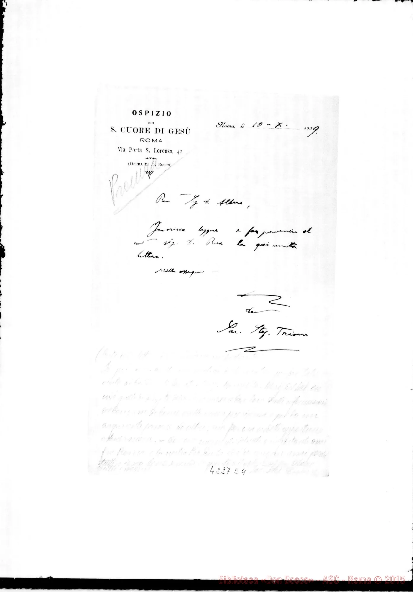 Fotogramma E 4 — Don Trione Stefano-Don Albera. Roma, 10-10-1909