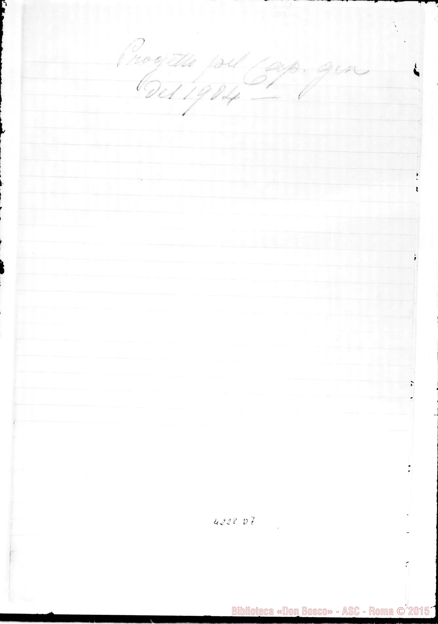 Fotogramma D 7 — Progetto per il Capitolo Generale. Ms. di D. Marenco