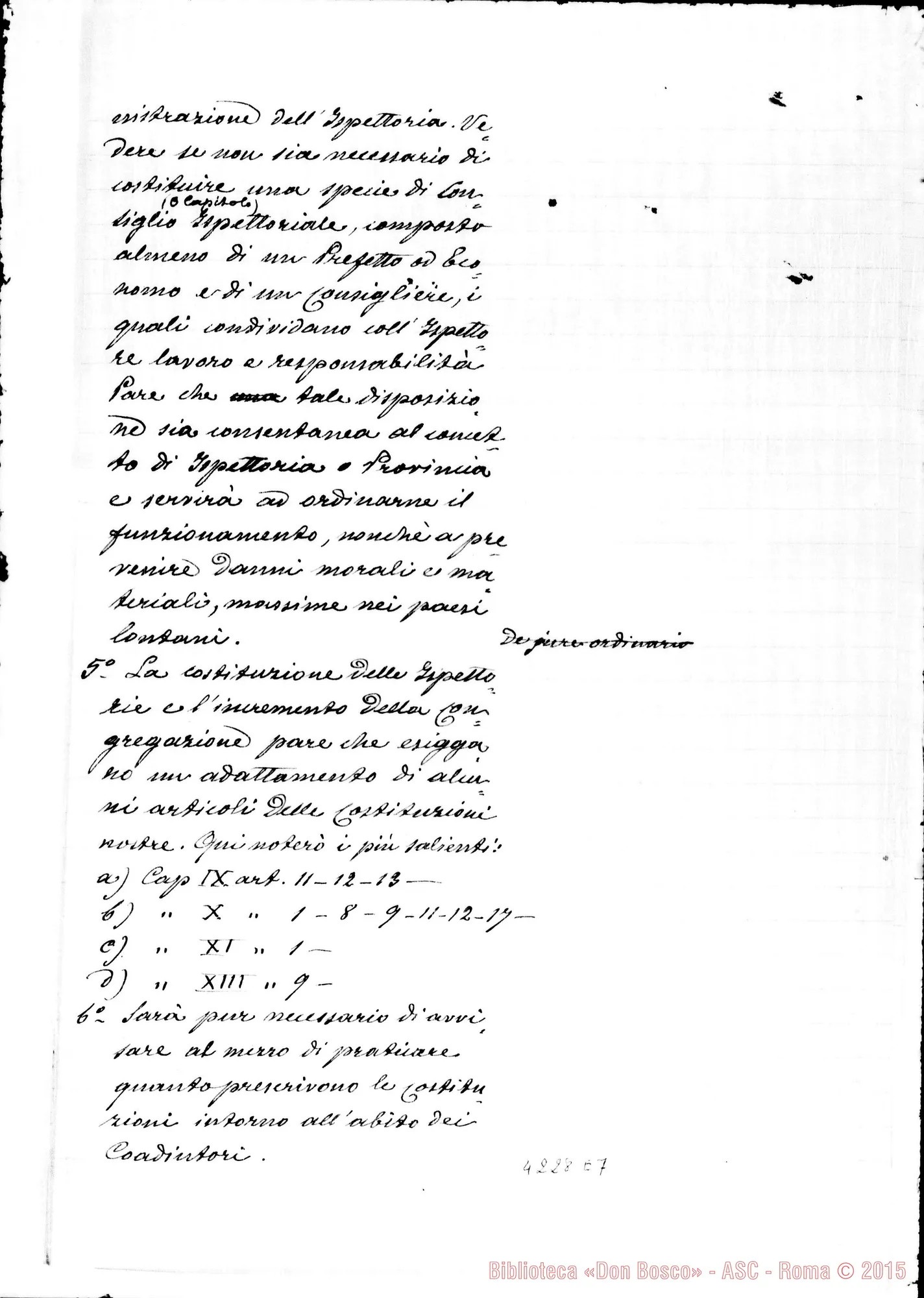 Fotogramma E 7 — Progetto per il Capitolo Generale. Ms. di D. Marenco
