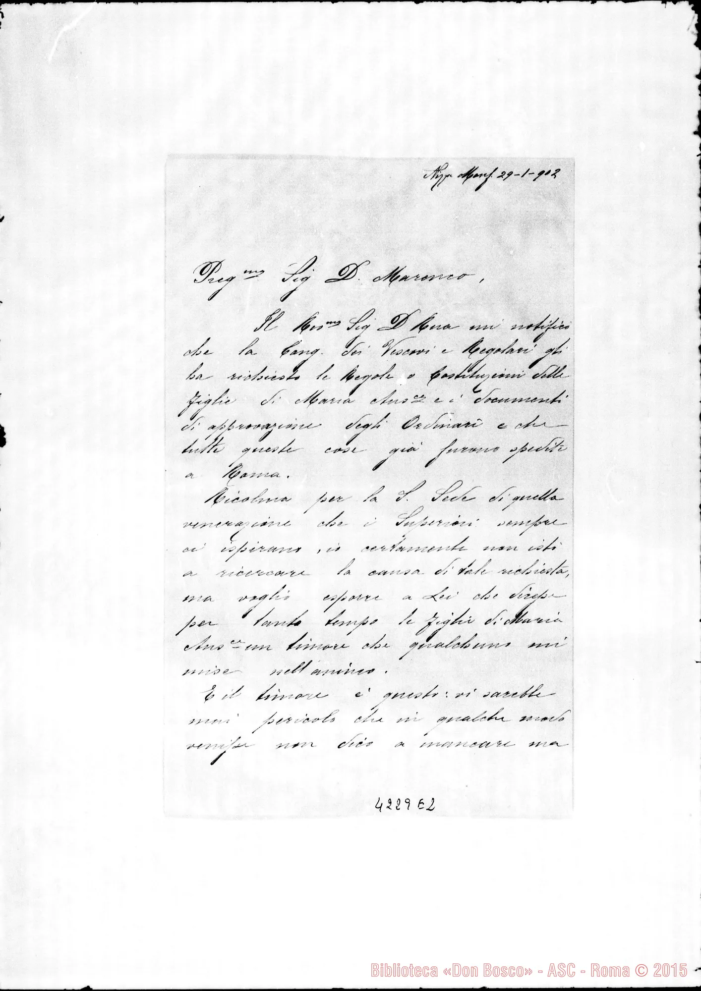Fotogramma E 2 — Daghero Caterina, suora-Don Marenco. Nizza Monferrato, 29-01-1902