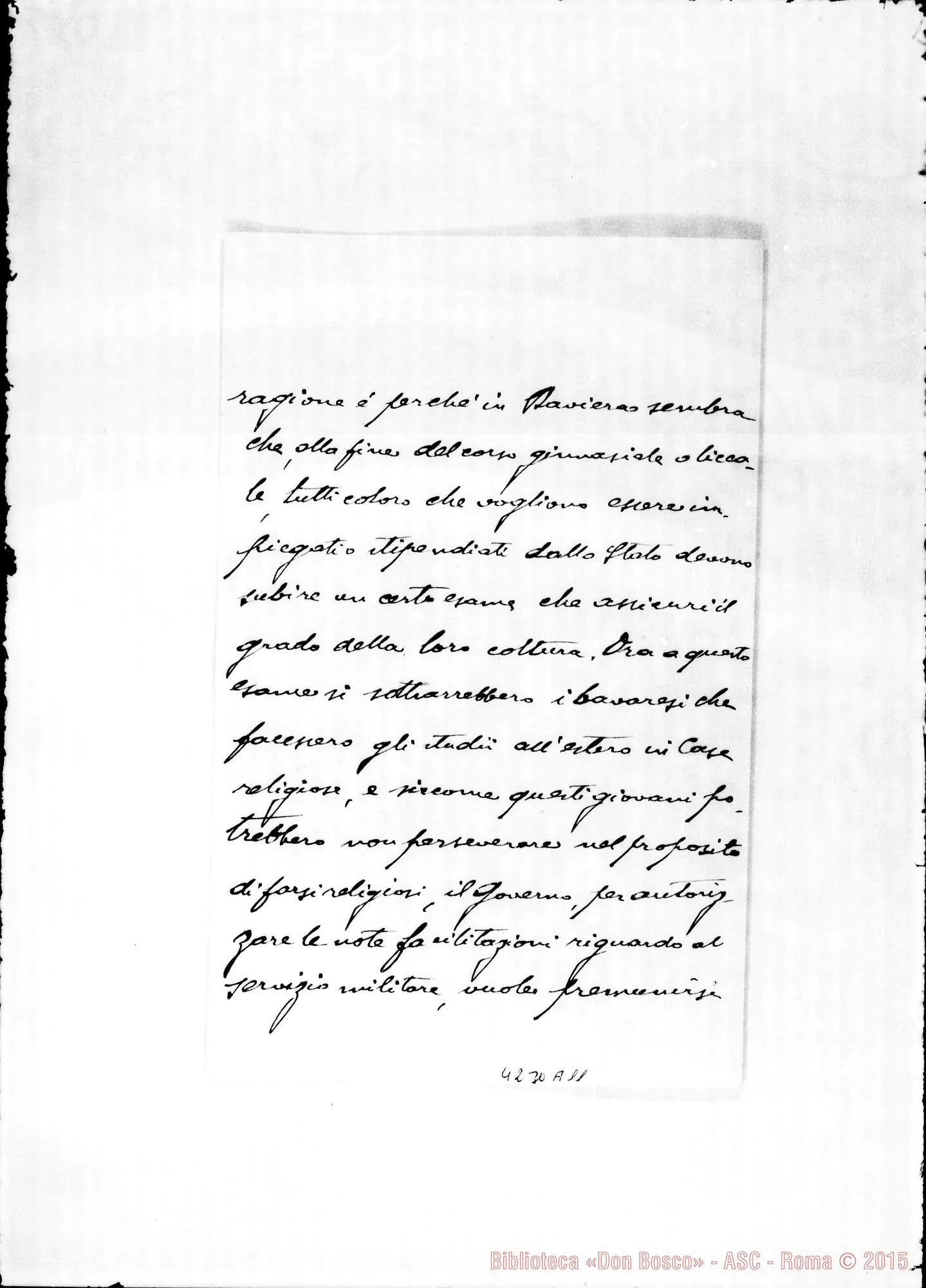 Fotogramma A 11 — Della Chiesa Giacomo-Rev.do Signore. Roma, 16-09-1903