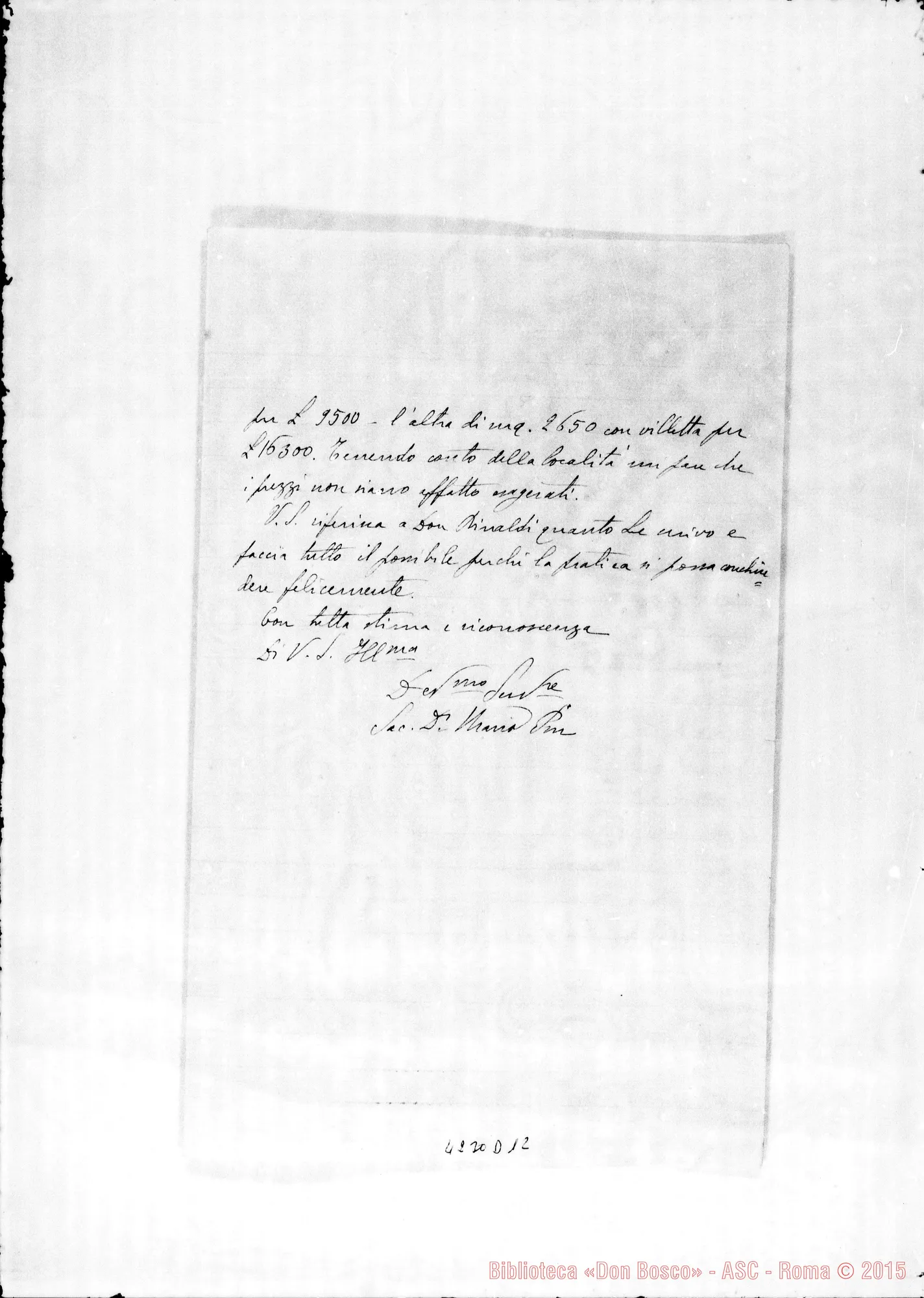 Fotogramma D 12 — Don Maria Pin-Don Della Valle. Cagliari, 17-02-1910. Autogr. Rua