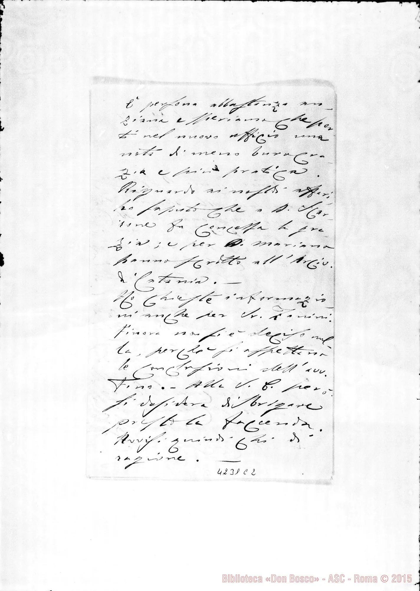 Fotogramma C 2 — Don Munerati-Don Gusmano. Roma, 1-12-1909. Risposta agli affari