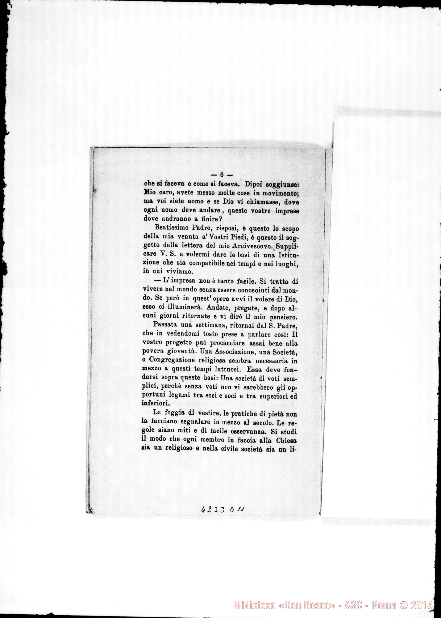 Fotogramma D 11 — 1874: Cenni storici sulla Congregazione E relativi chiarimenti. Stampato