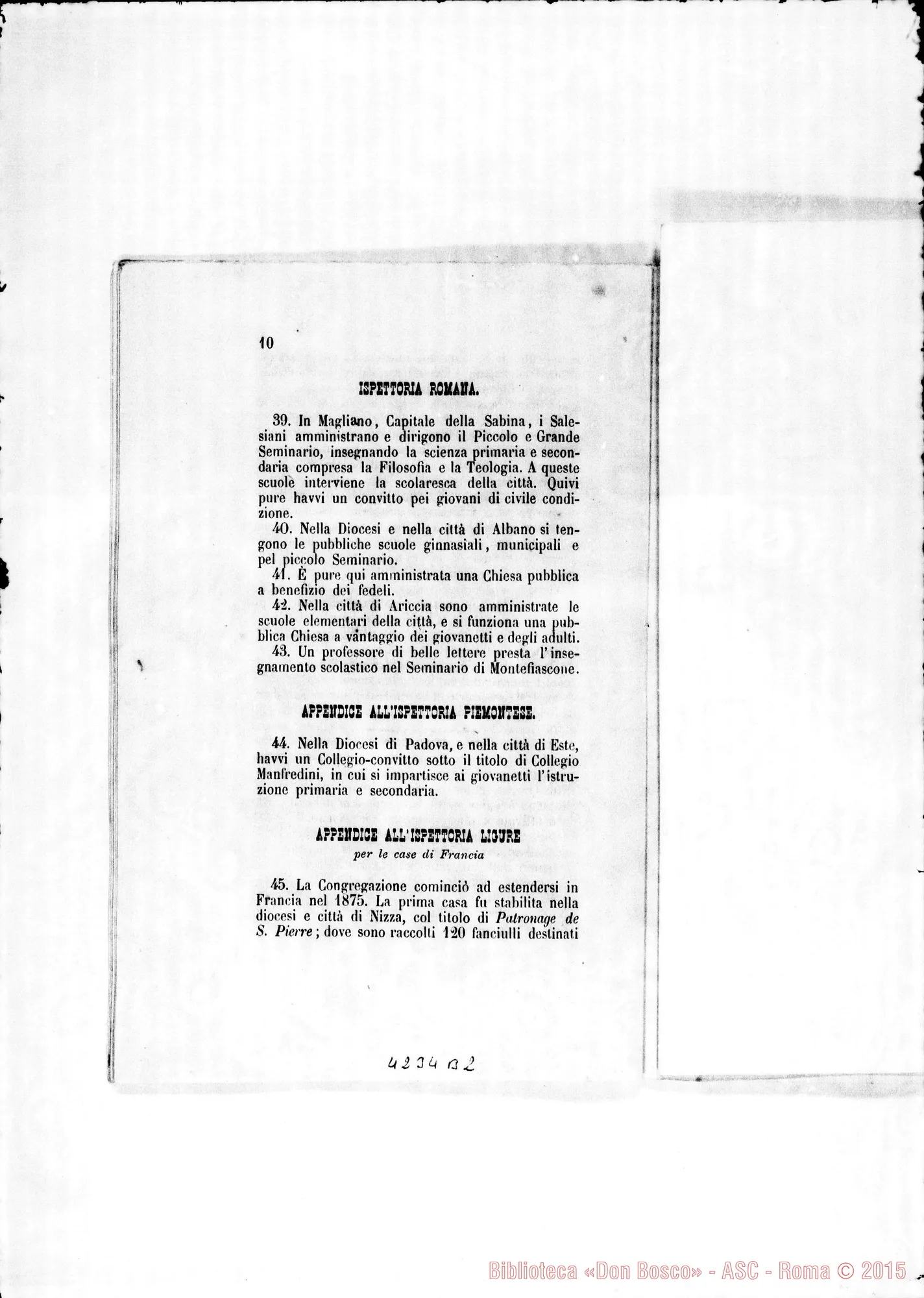 Fotogramma B 2 — Esposizione alla Santa Sede. Stampato, con copia della lettera Don Bosco-Card. Ferrieri, ms. di Don Berto