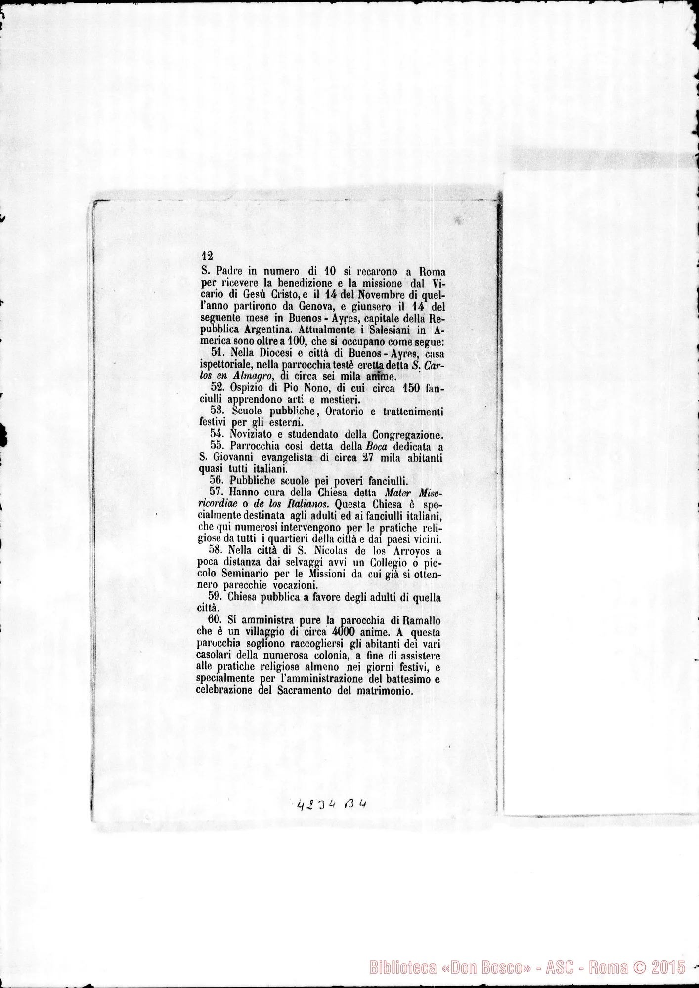 Fotogramma B 4 — Esposizione alla Santa Sede. Stampato, con copia della lettera Don Bosco-Card. Ferrieri, ms. di Don Berto