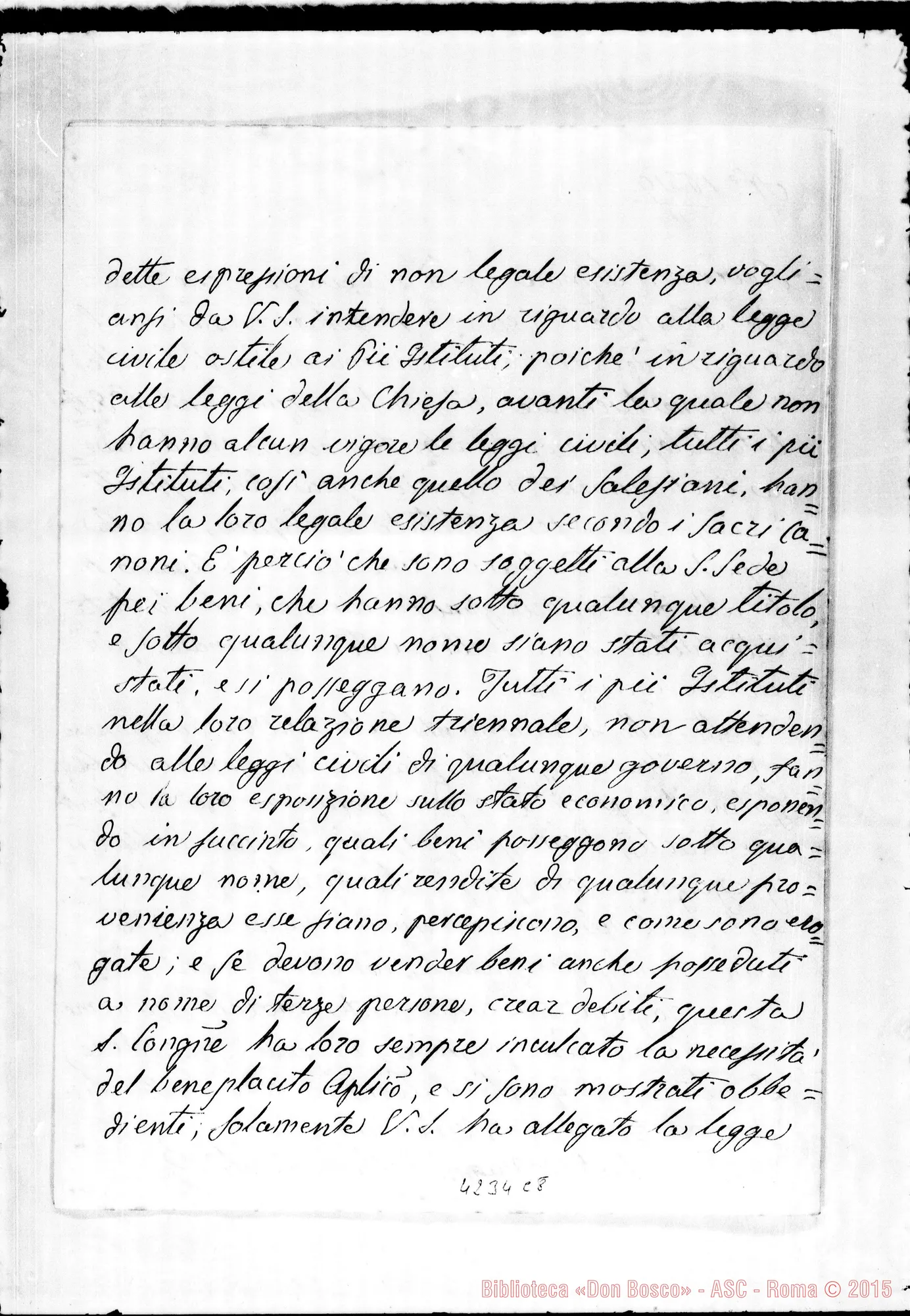 Fotogramma C 8 — Card. Costantino Leonori-Don Bosco. Roma, 6-10-1879. All. lettera Card. Ferrieri-Don Bosco datata 3-10-1879
