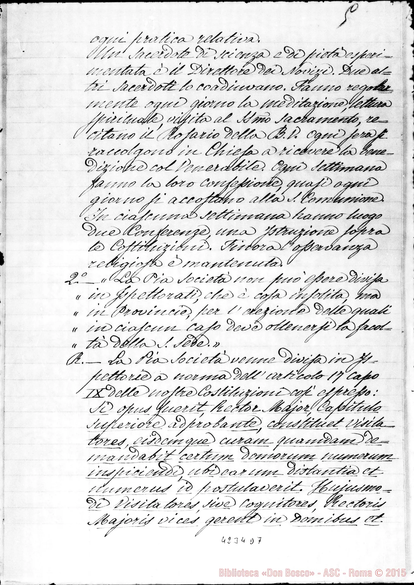 Fotogramma D 7 — Don Bosco-Card. Ferrieri Innocenzo. Copia di tre lettere. Ms. di Don Berto