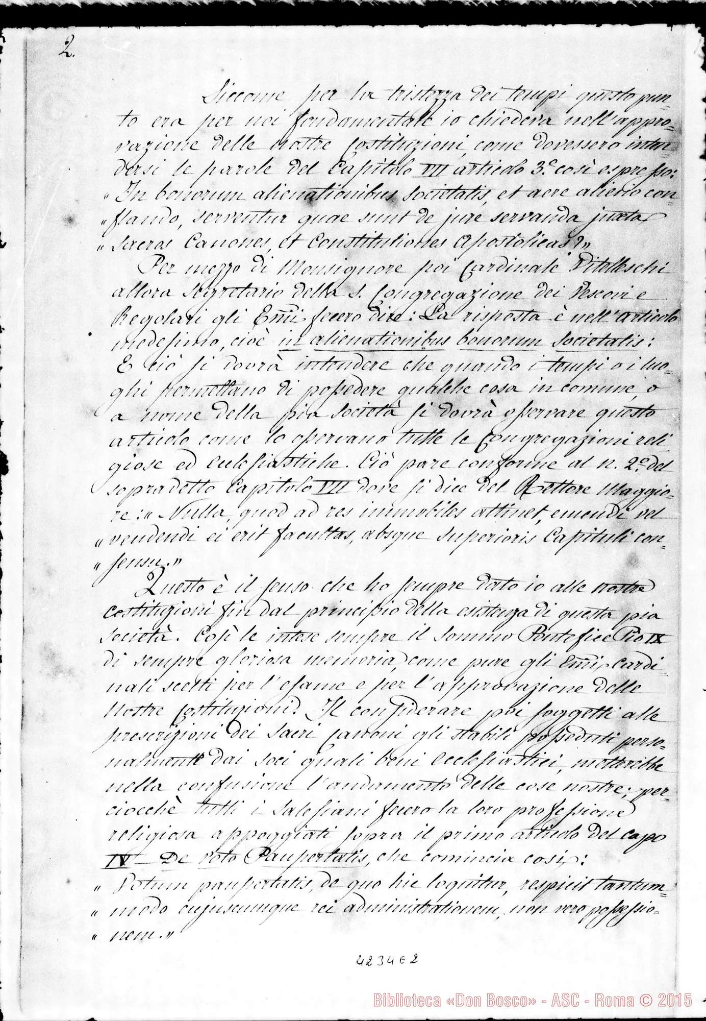 Fotogramma E 2 — Don Bosco-Card. Ferrieri Innocenzo. Copia di tre lettere. Ms. di Don Berto