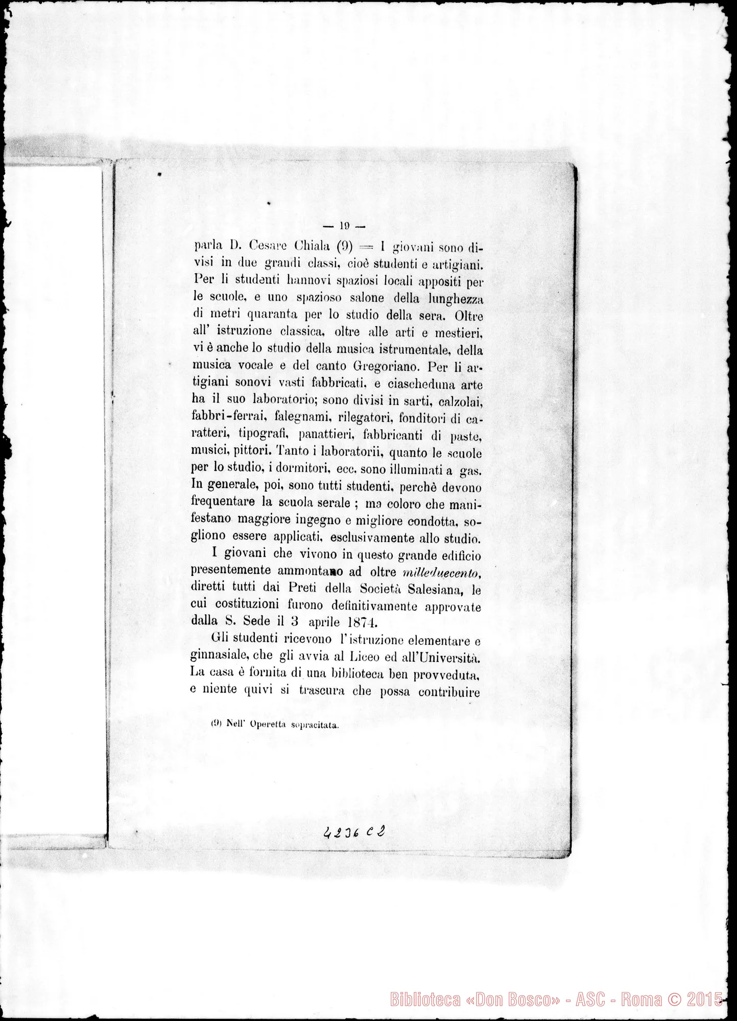 Fotogramma C 2 — Costantino Leonori: cenni sulla Società di S. Fr. di Sales. Stampato