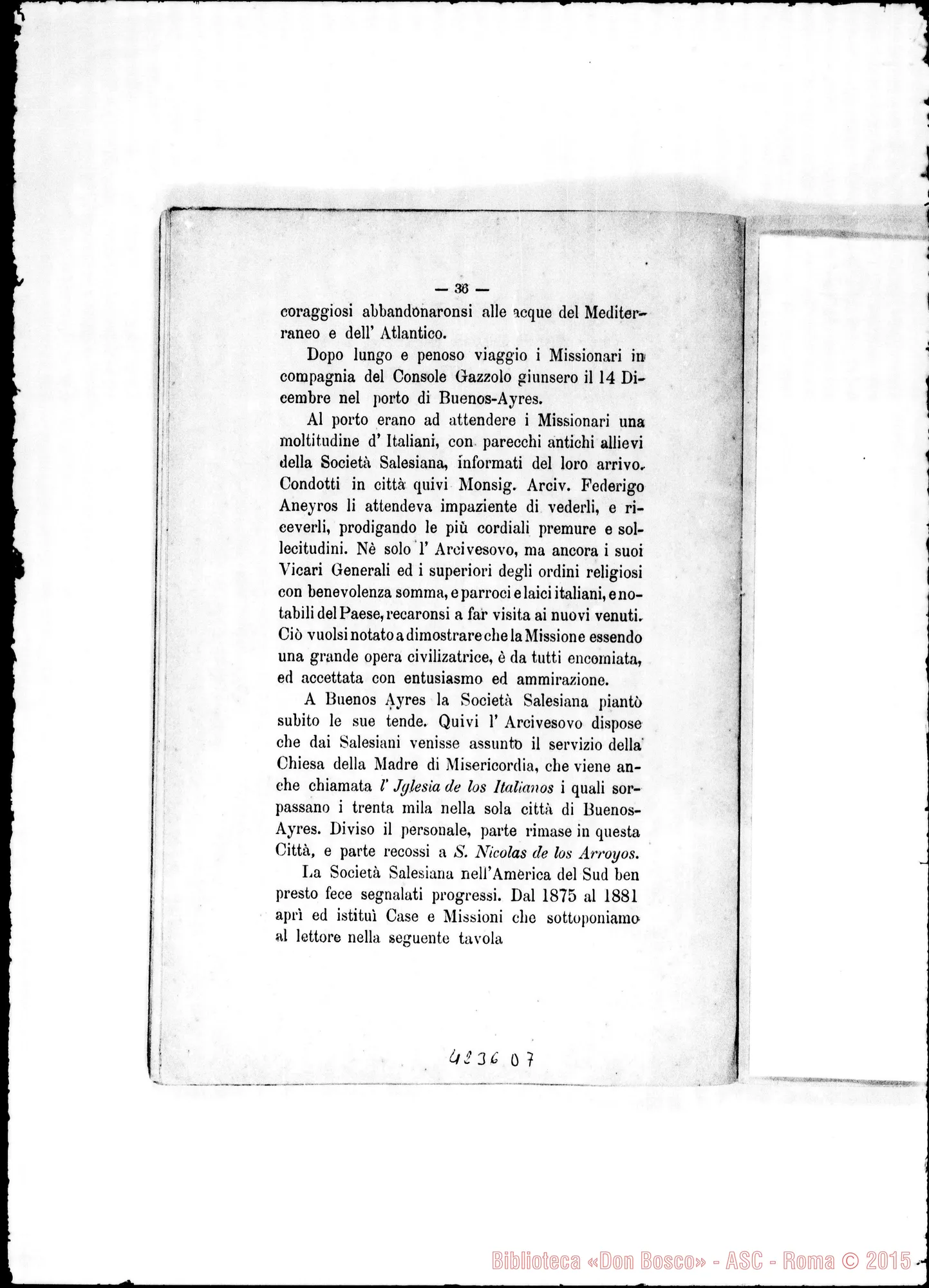 Fotogramma D 7 — Costantino Leonori: cenni sulla Società di S. Fr. di Sales. Stampato