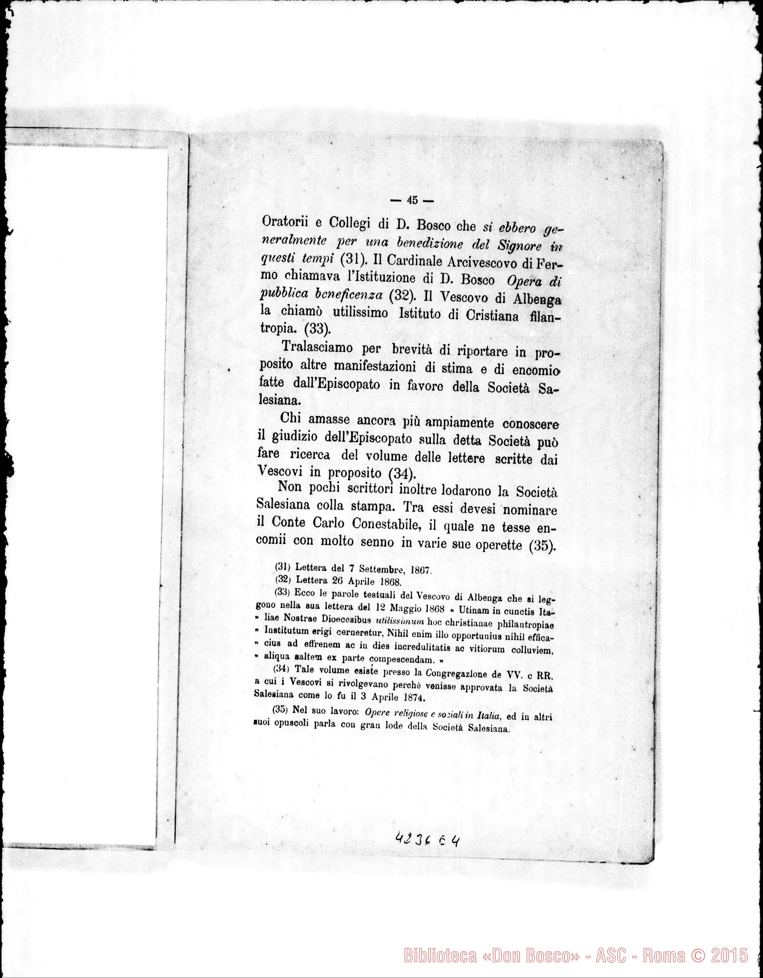 Fotogramma E 4 — Costantino Leonori: cenni sulla Società di S. Fr. di Sales. Stampato