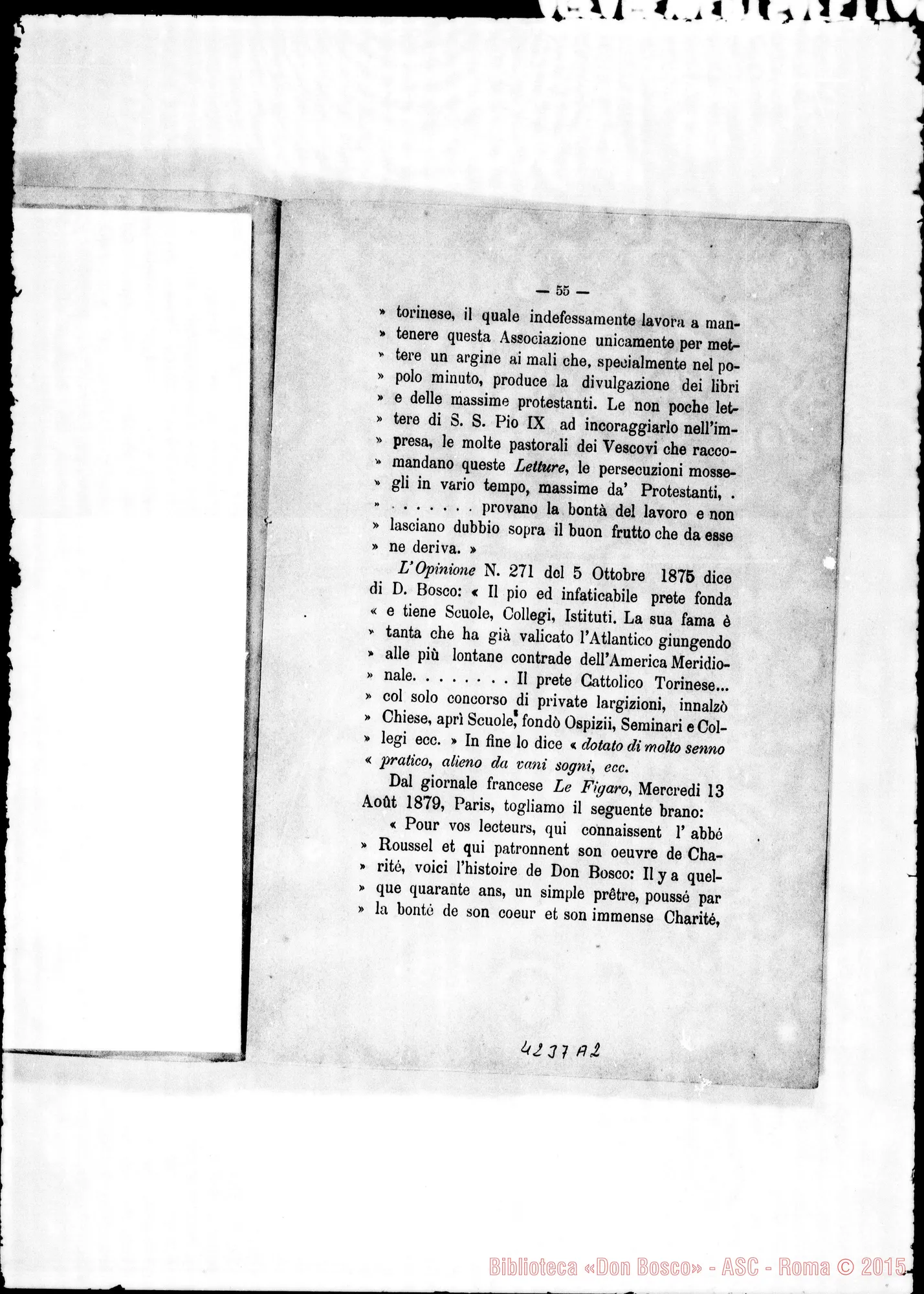 Fotogramma A 2 — Costantino Leonori: cenni sulla Società di S. Fr. di Sales. Stampato