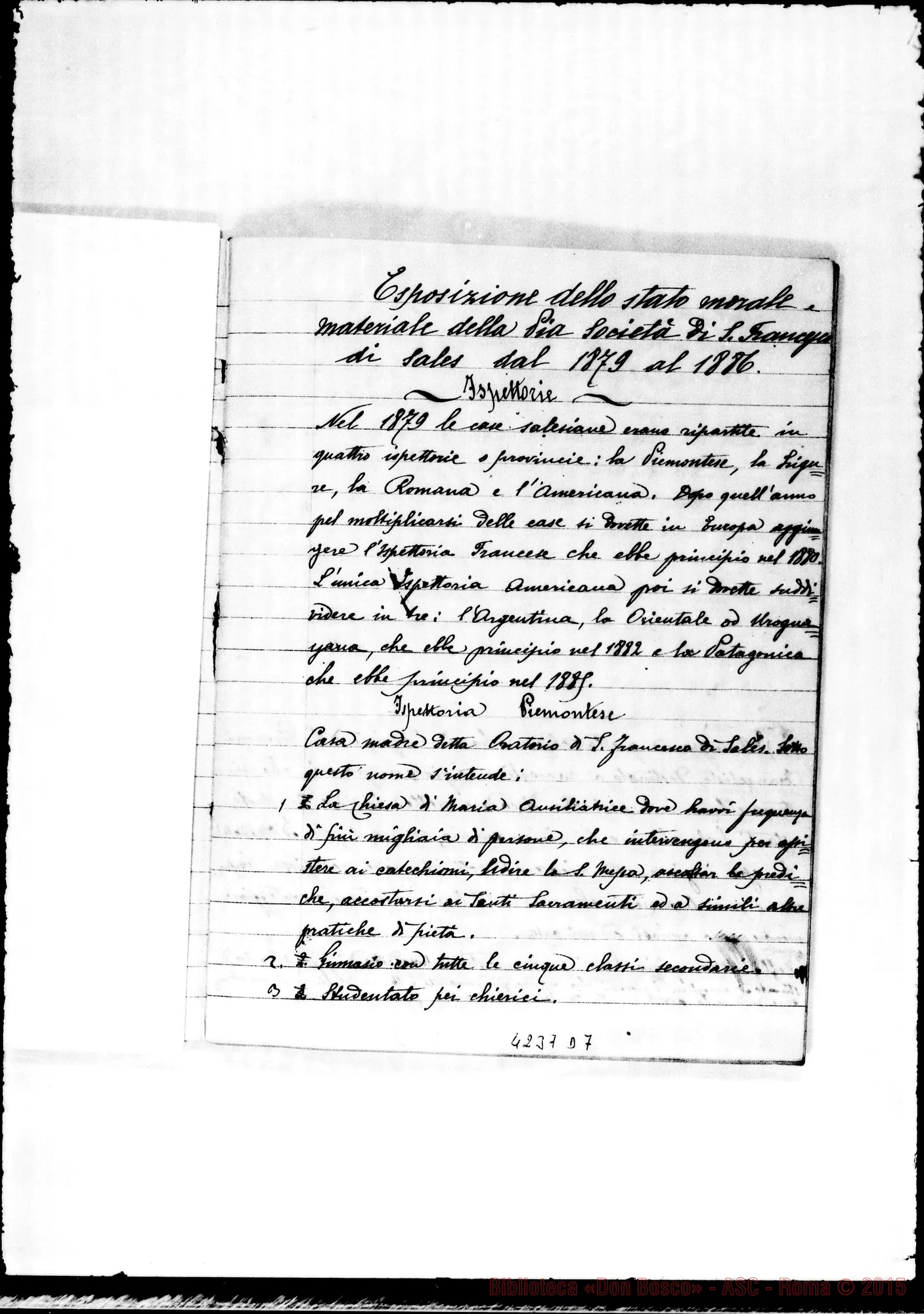 Fotogramma D 7 — 1886: Esposizione dello stato morale E materiale. Quaderno ms. con molte correz. ed. aggiunte autogr. Rua