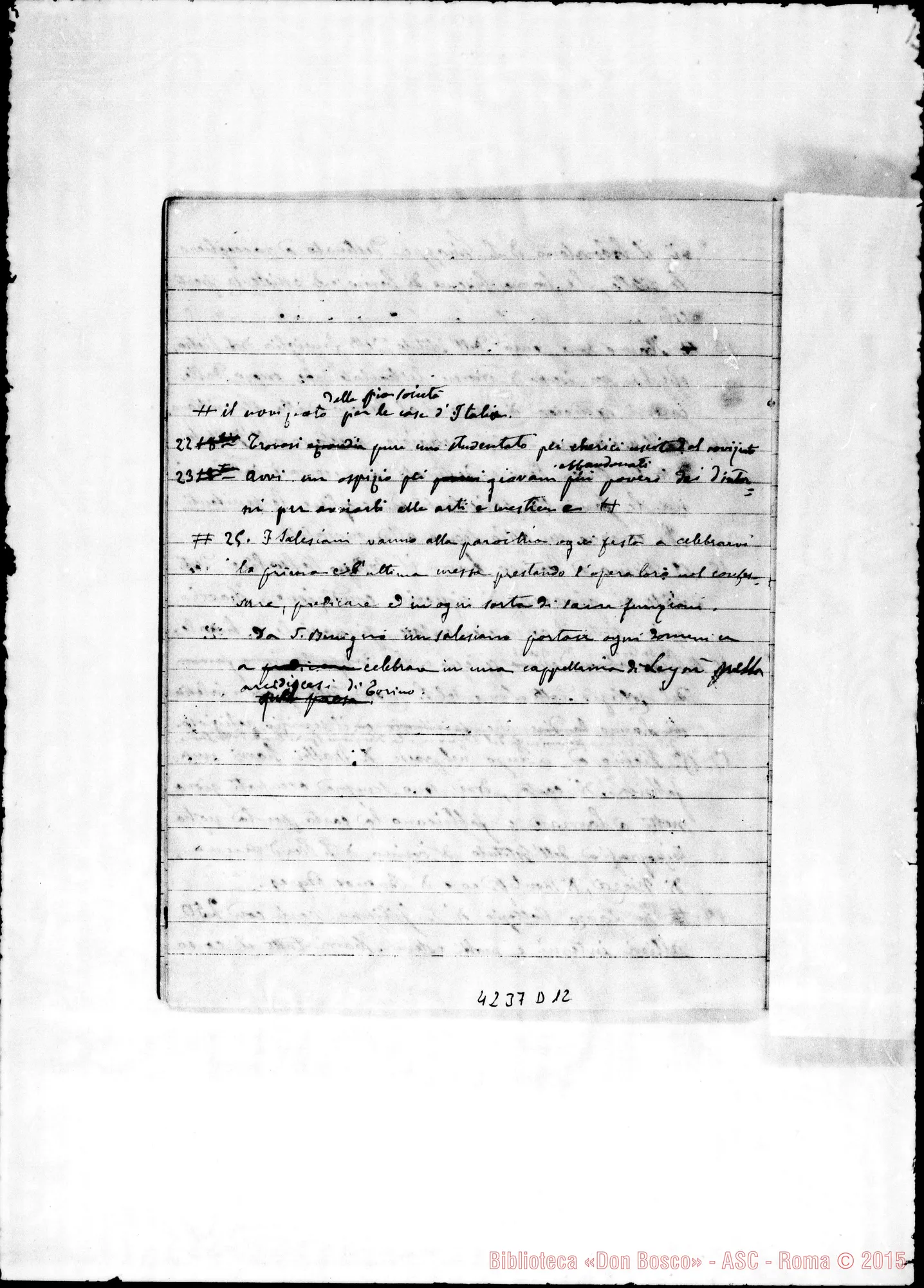 Fotogramma D 12 — 1886: Esposizione dello stato morale E materiale. Quaderno ms. con molte correz. ed. aggiunte autogr. Rua