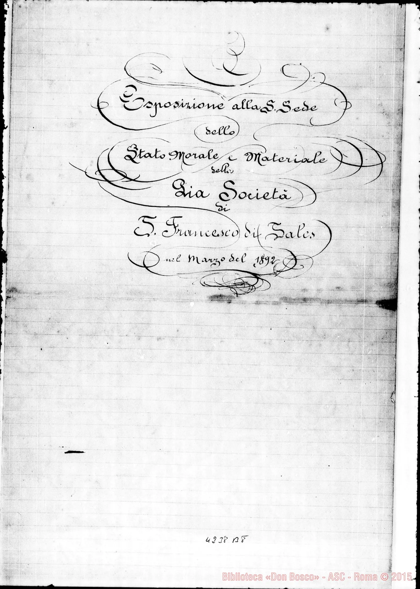 Fotogramma B 8 — 1892: Esposizione dello stato morale E materiale. Minuta ms.. Due stesure