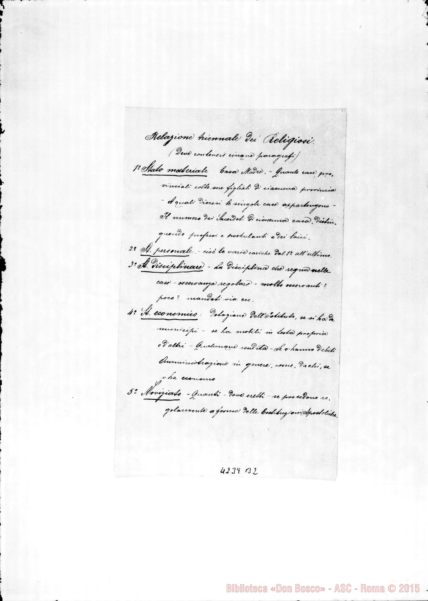 Fotogramma B 2 — 1898: Esposizione alla S. Sede. Minuta ms. autogr. di D. Barberis con alcune correz. autogr. Rua