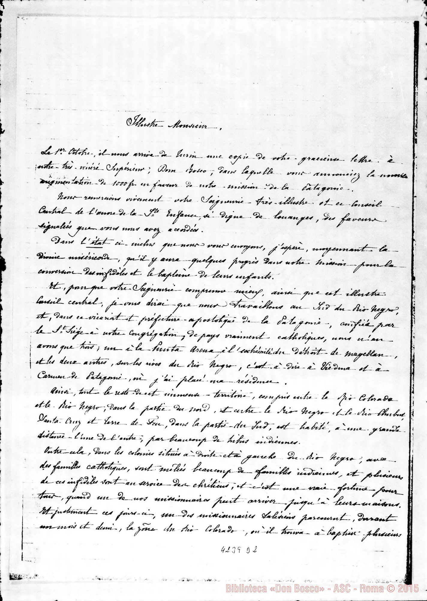 Fotogramma D 2 — Mons. Cagliero-Ill.mo Mons.. Carmen de Patagones, 4-11-1885