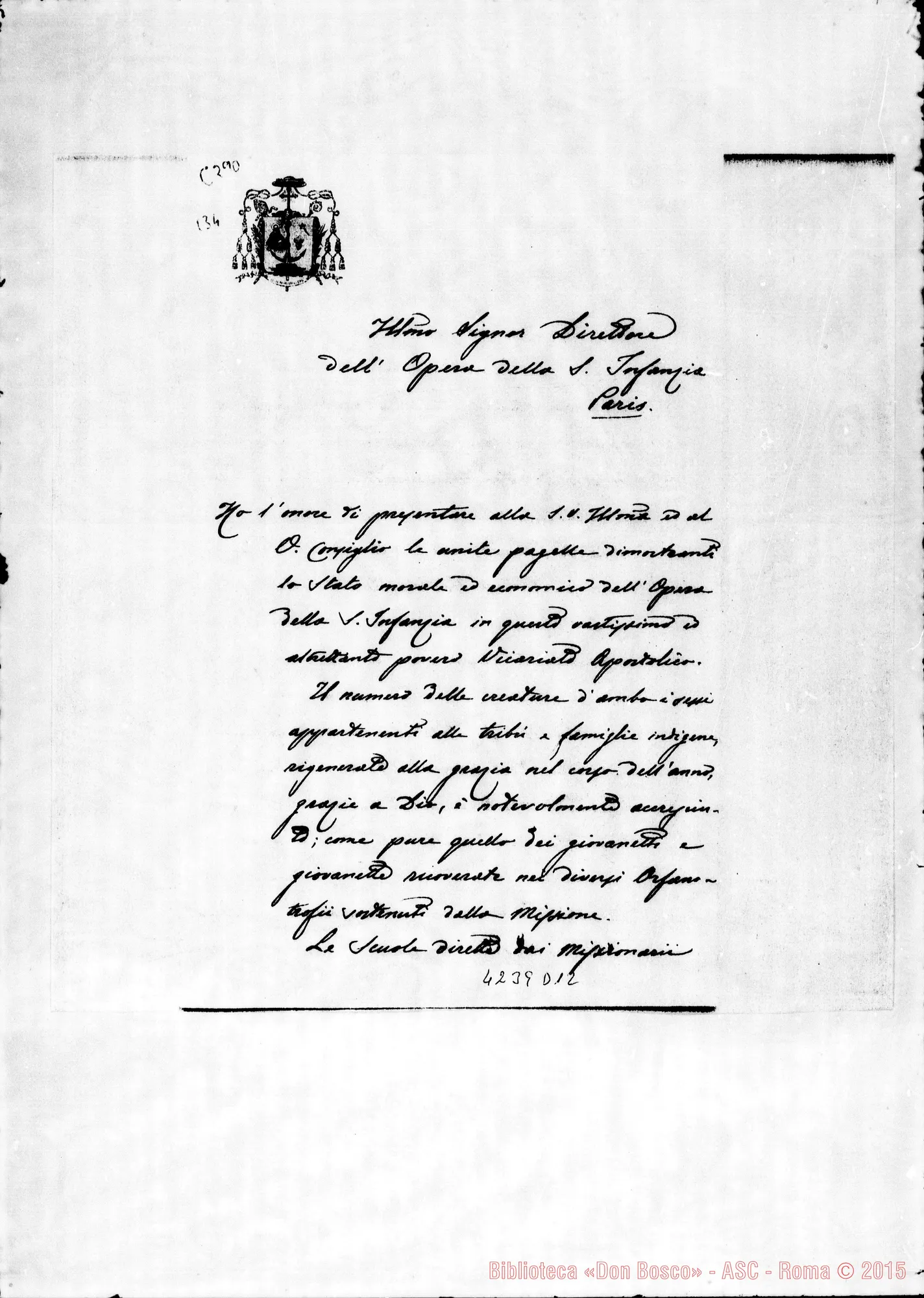 Fotogramma D 12 — Mons. Cagliero-Dir. dell’Opera della S. Infanzia. Viedma, 15-12-1890