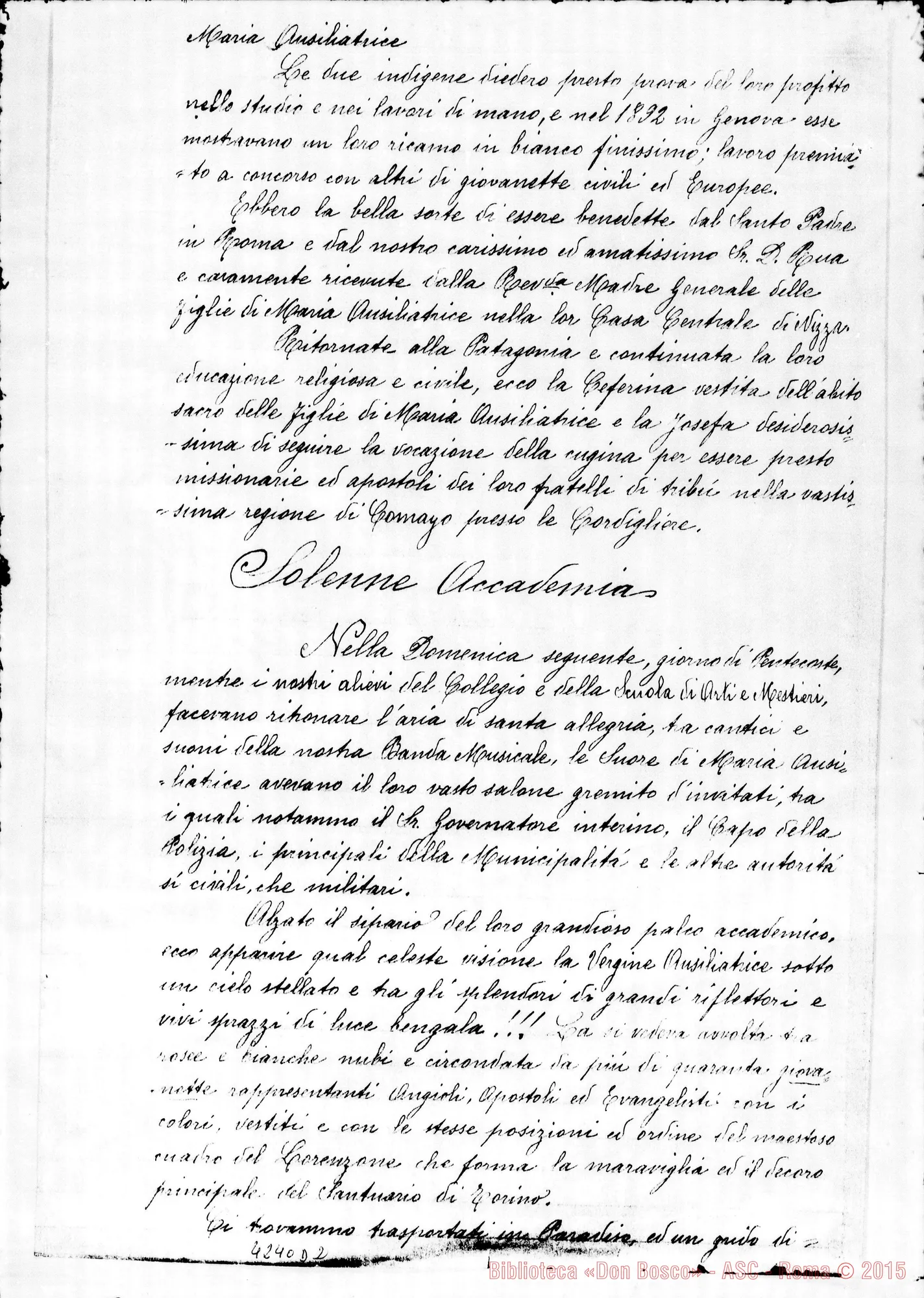 Fotogramma D 2 — Mons. Cagliero-Dir. delFOpera della S. Infanzia. Viedma, 30-07-1901