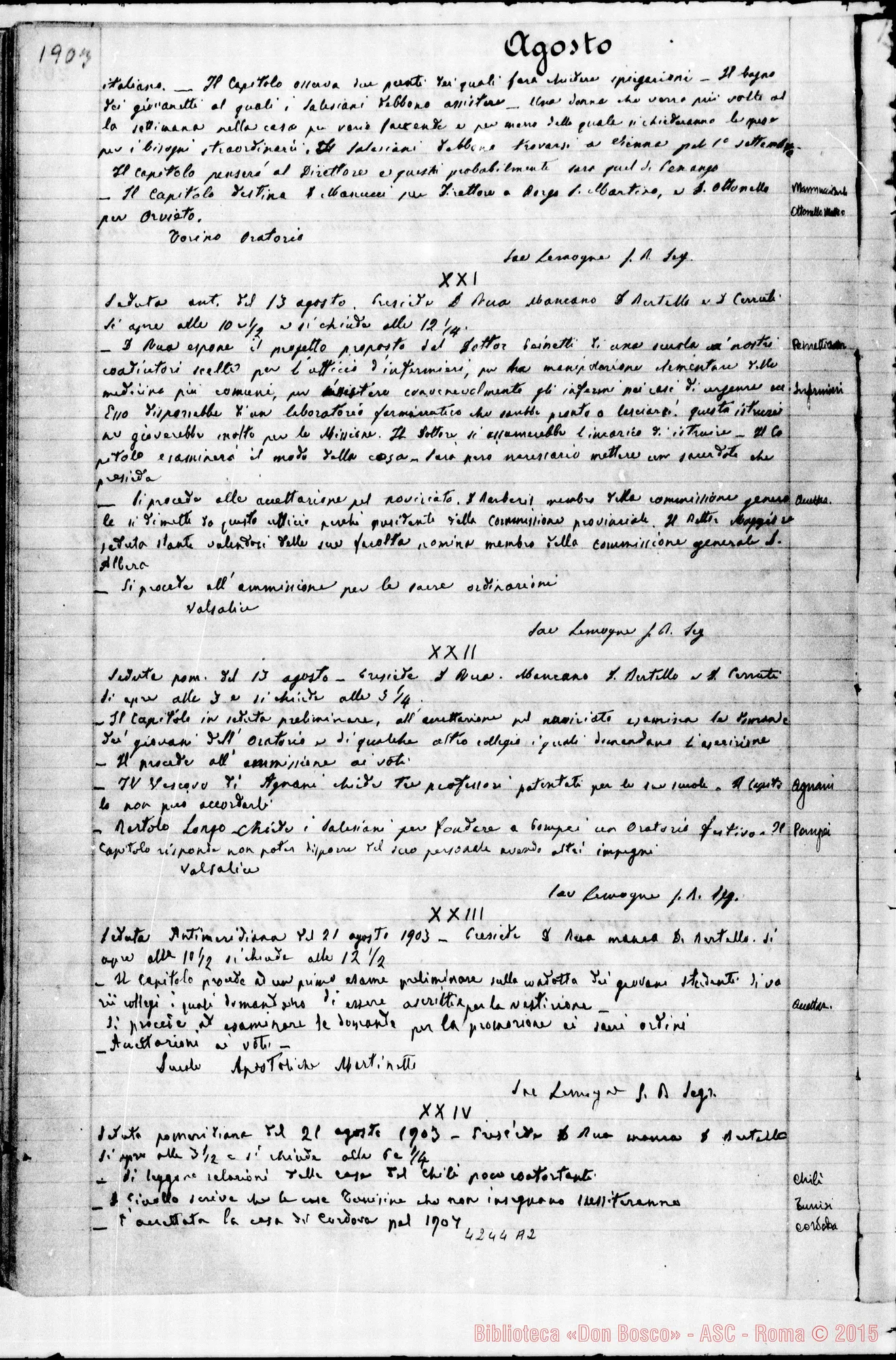 Fotogramma A 2 — Verbali del Capitolo Superiore. Voi. I, dal 9-03-1888 al 23-12-1904