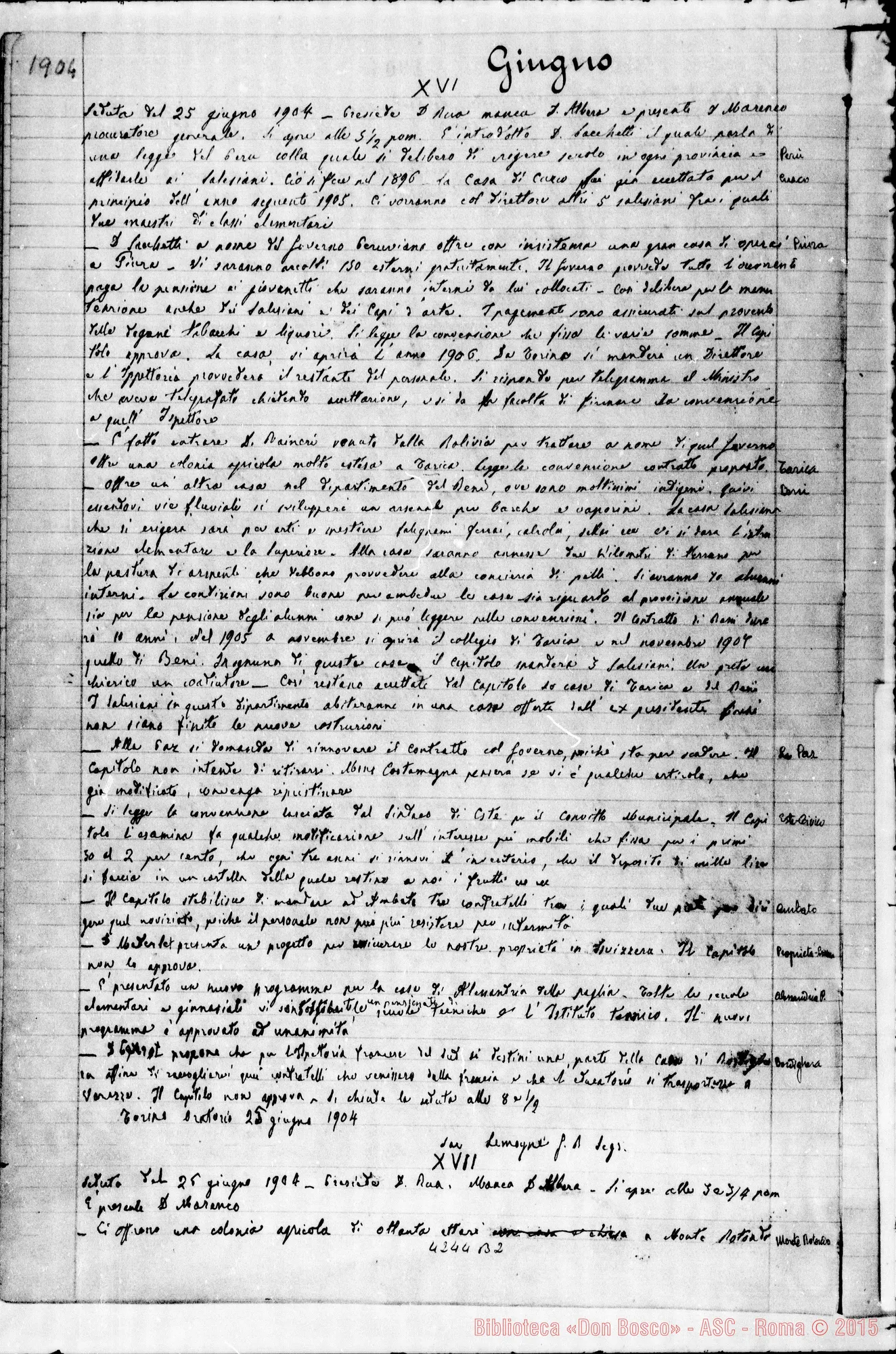 Fotogramma B 2 — Verbali del Capitolo Superiore. Voi. I, dal 9-03-1888 al 23-12-1904